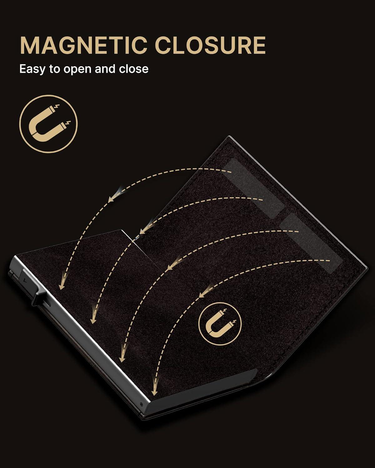 image:imagetypecase Mens Wallet Card Holder for AirTag Leather Smart Wallet for Men Compatible with Apple Air Tag RFID Blocking Slim Minimalist  914 Card Capacity  ID Window  Cash Slot NavyWade Black Vintage