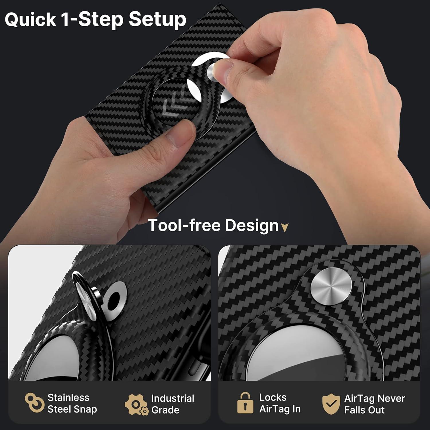 image:imagetypecase Mens Wallet Card Holder for AirTag Leather Smart Wallet for Men Compatible with Apple Air Tag RFID Blocking Slim Minimalist  914 Card Capacity  ID Window  Cash Slot NavyCarbon Fiber Black