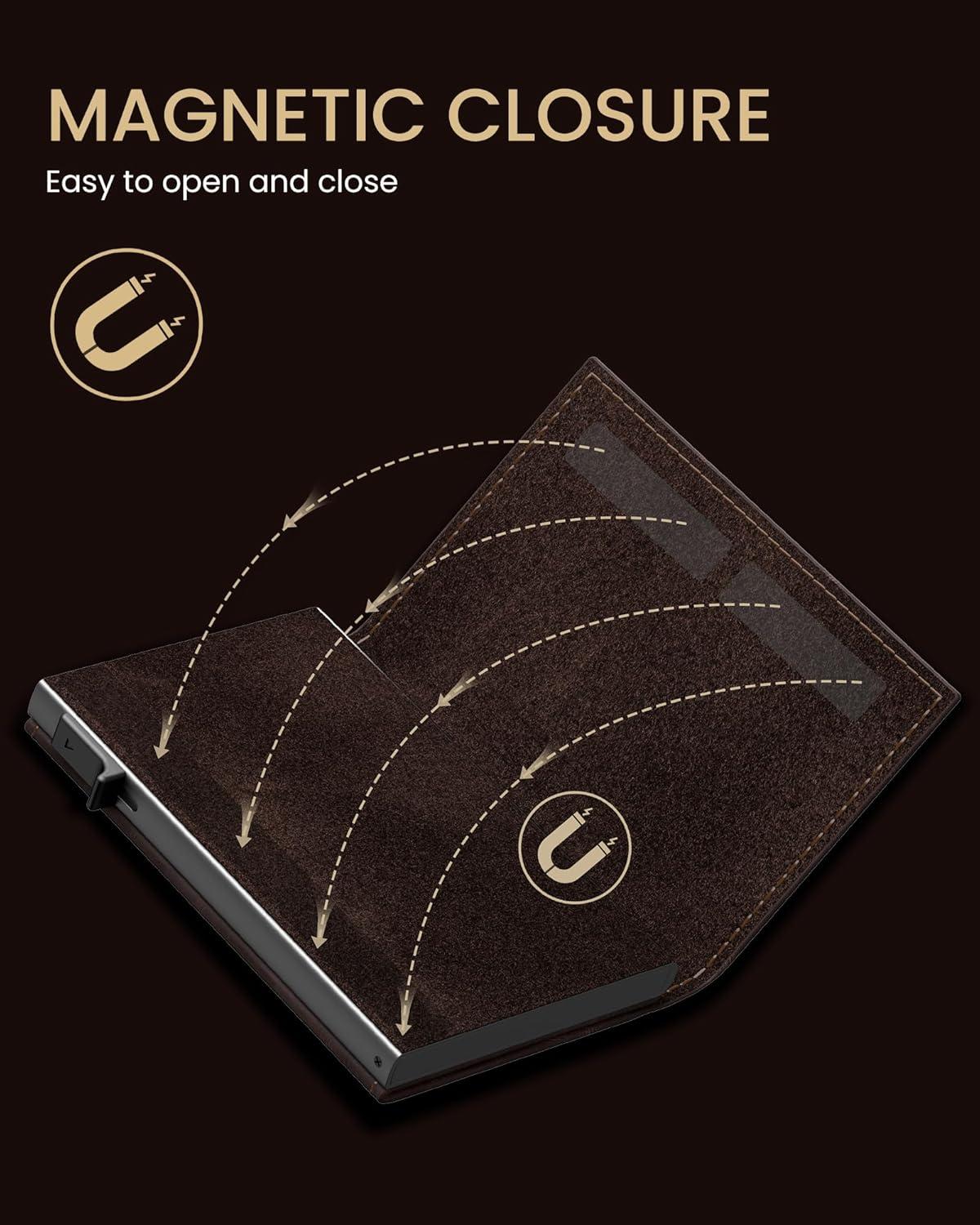 image:imagetypecase Mens Wallet Card Holder for AirTag Leather Smart Wallet for Men Compatible with Apple Air Tag RFID Blocking Slim Minimalist  914 Card Capacity  ID Window  Cash Slot NavyOil Brown