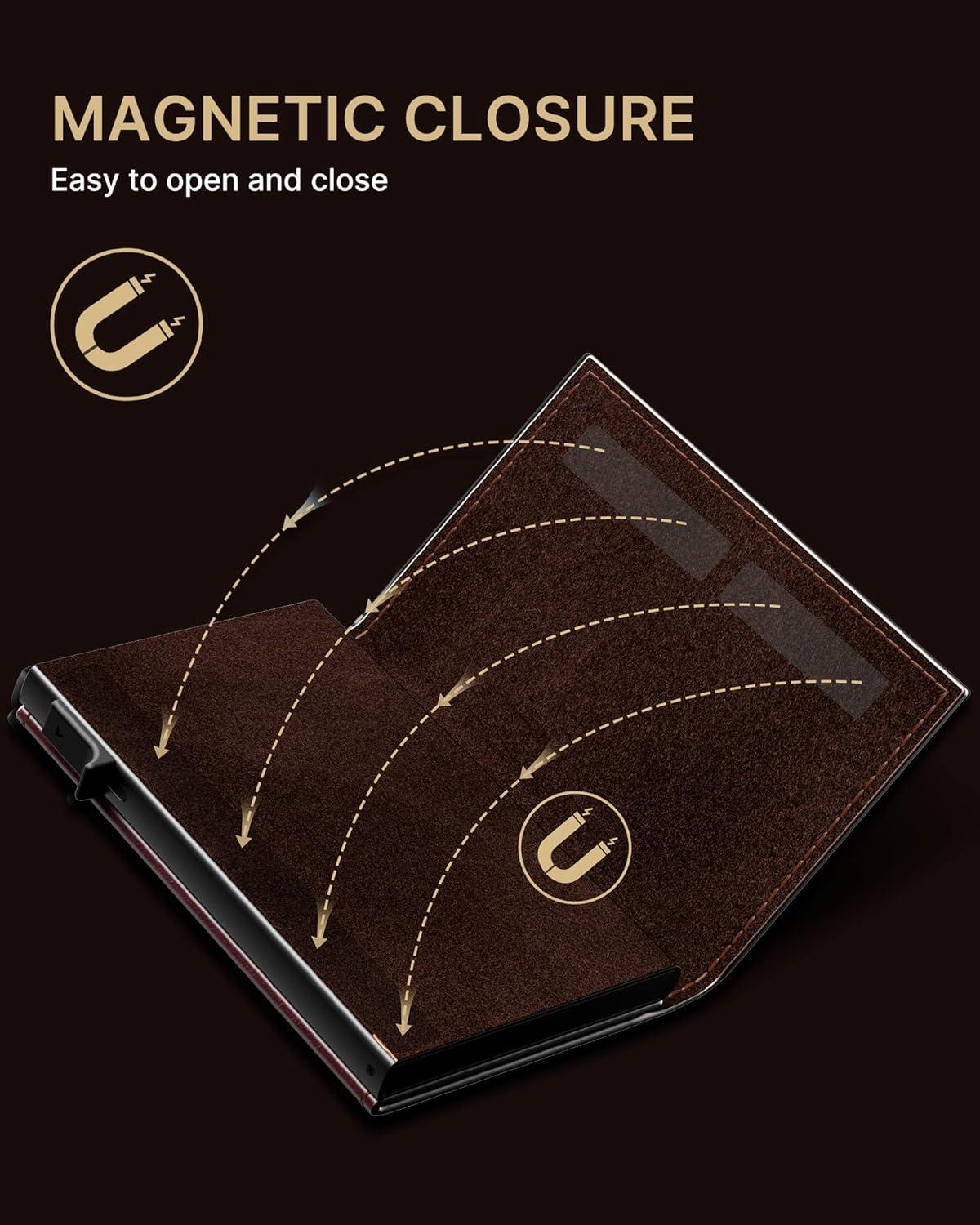 image:imagetypecase Mens Wallet Card Holder for AirTag Leather Smart Wallet for Men Compatible with Apple Air Tag RFID Blocking Slim Minimalist  914 Card Capacity  ID Window  Cash Slot NavyBrown