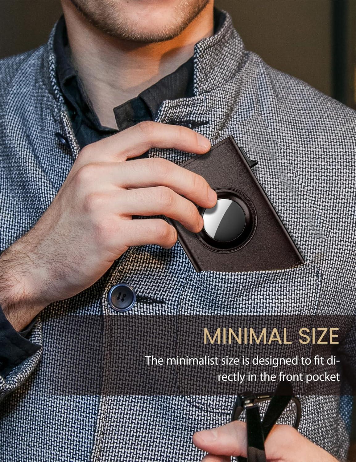 image:imagetypecase Mens Wallet Card Holder for AirTag Leather Smart Wallet for Men Compatible with Apple Air Tag RFID Blocking Slim Minimalist  914 Card Capacity  ID Window  Cash Slot NavyOil Brown