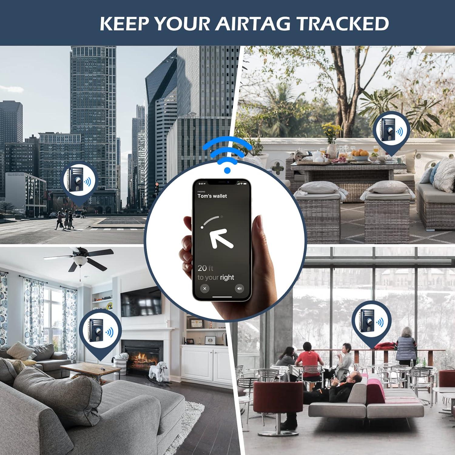 image:imagetypecase Slim Minimalist Airtag Card Wallet for Men Front Pocket Premium Crazy Horse Leather Wallet with Airtag Holder RFID Blocking Cash Credit Card Wallet Compatible with AirTag BlackBlue