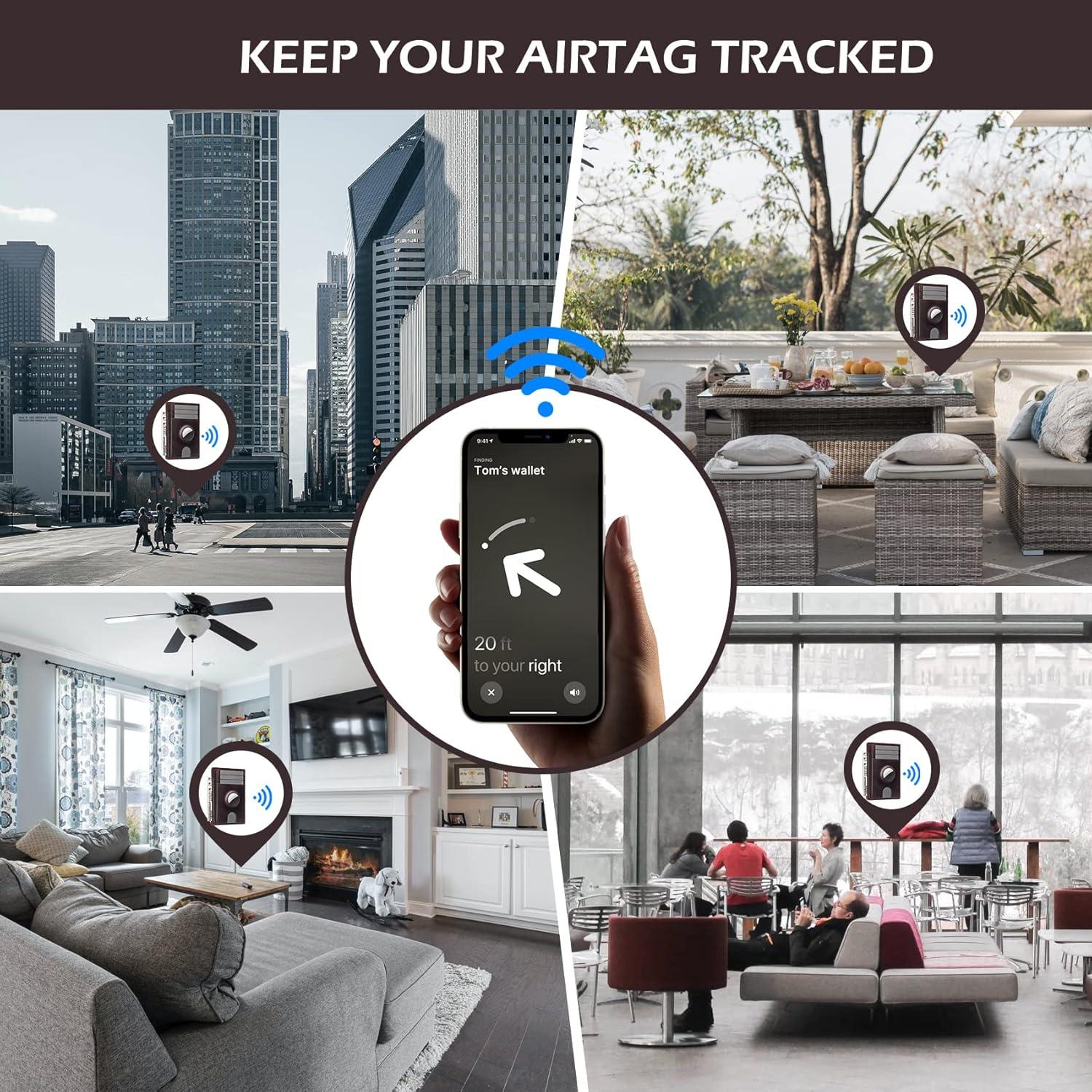 image:imagetypecase Slim Minimalist Airtag Card Wallet for Men Front Pocket Premium Crazy Horse Leather Wallet with Airtag Holder RFID Blocking Cash Credit Card Wallet Compatible with AirTag BlackDark Brown