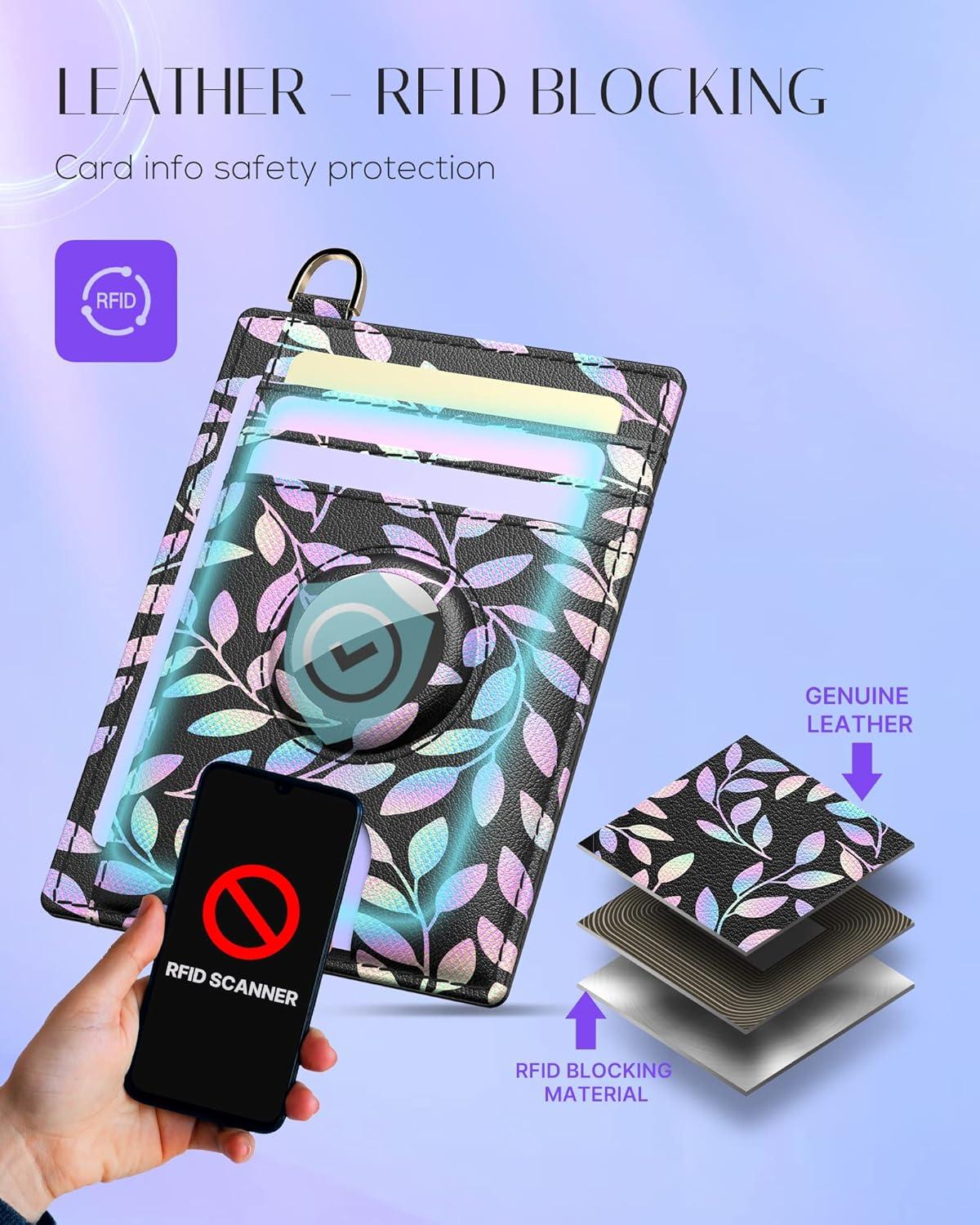 image:imagetypecase Slim Minimalist Airtag Card Wallet for Men Front Pocket Premium Crazy Horse Leather Wallet with Airtag Holder RFID Blocking Cash Credit Card Wallet Compatible with AirTag BlackViolet