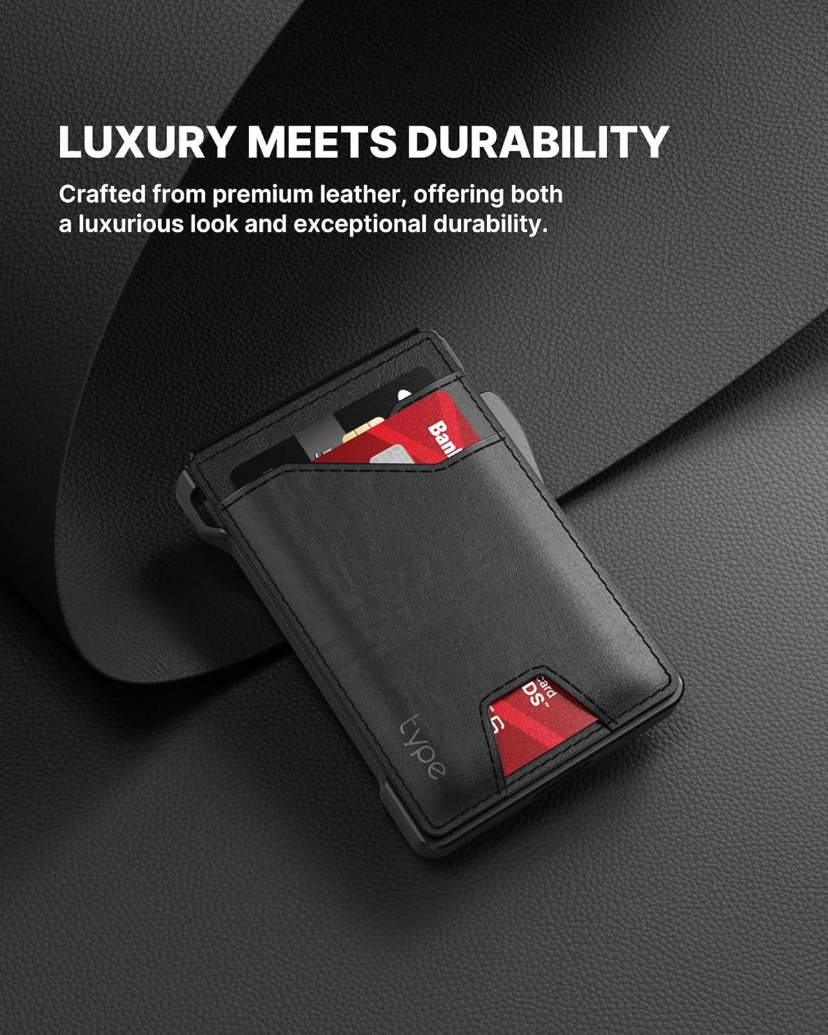 image:imagetypecase Tactical Wallet for Men Card Holder Pop Up Card Case Genuine Leather Smart RFID Blocking Slim Minimalist Thin Front Pocket  913 Card Capacitiy ID Window Money Clip BrownBlack