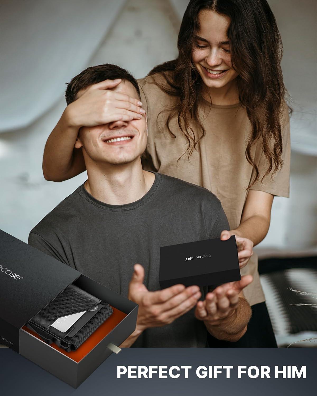 image:imagetypecase Tactical Wallet for Men Card Holder Pop Up Card Case Genuine Leather Smart RFID Blocking Slim Minimalist Thin Front Pocket  913 Card Capacitiy ID Window Money Clip BrownDark Black