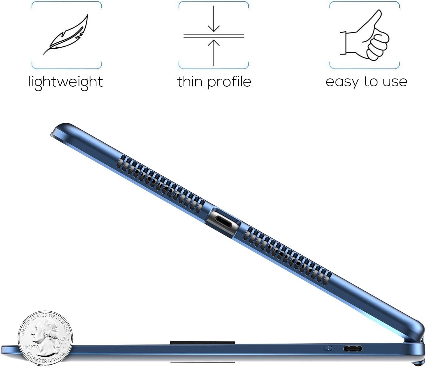 image:imagetypecase Touch Case with Keyboard for iPad 9th Generation 102 2021 MultiTouch Trackpad 10 Color Backlight 360 Thin amp Light  iPad 8th Gen 2020 7th Gen 2019 Air 3 Pro 105 SilverMidnight Blue