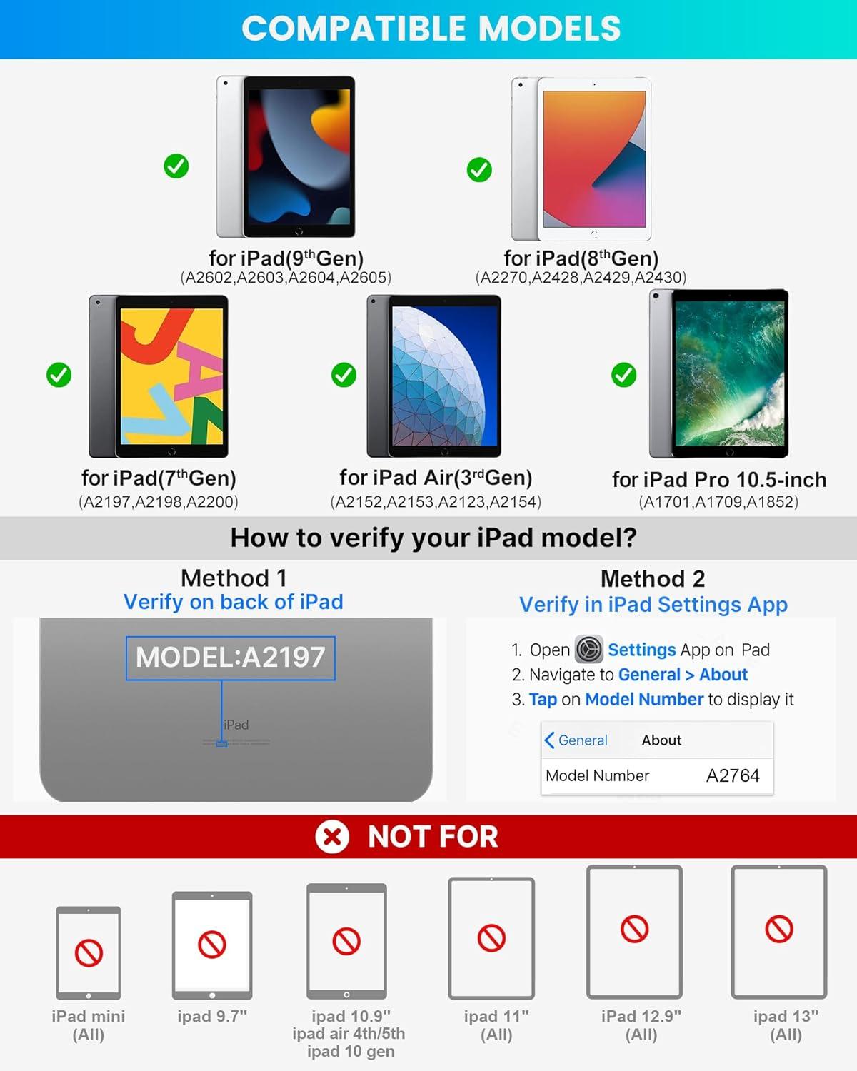 image:imagetypecase Touch Case with Keyboard for iPad 9th Generation 102 2021 MultiTouch Trackpad 10 Color Backlight 360 Thin amp Light  iPad 8th Gen 2020 7th Gen 2019 Air 3 Pro 105 SilverBlack