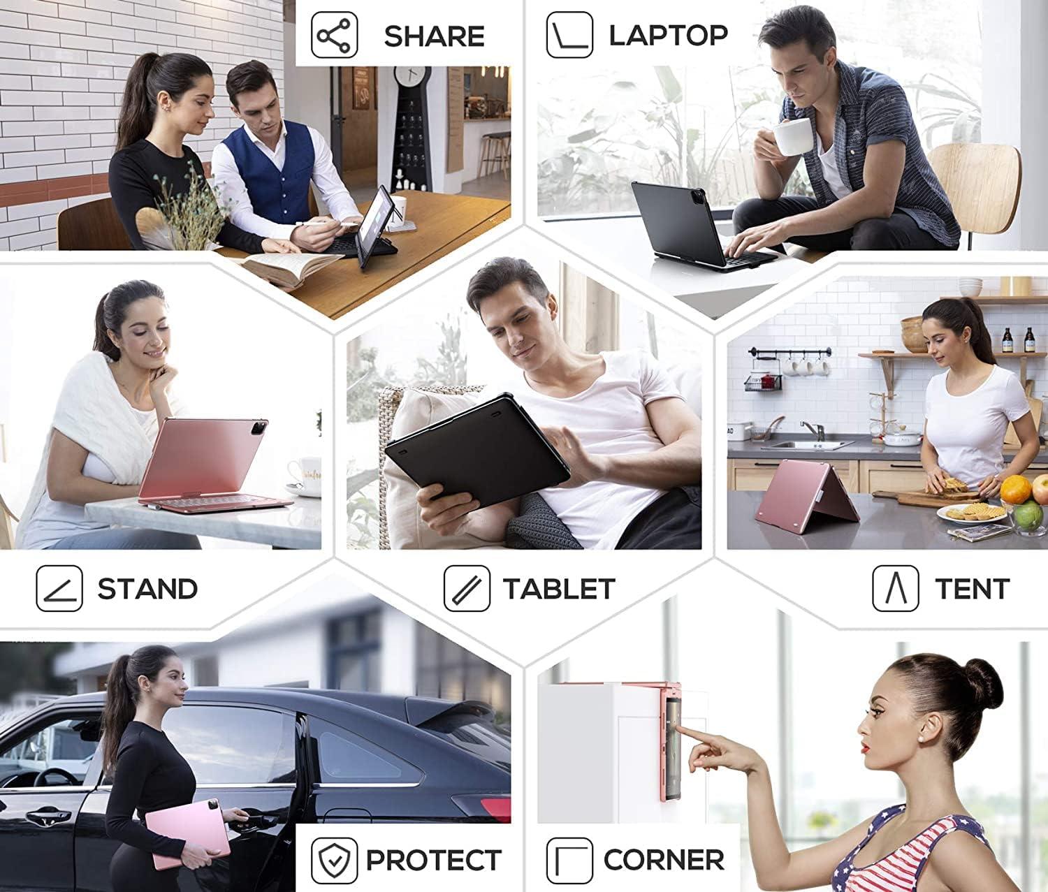image:imagetypecase Touch Case with Keyboard for iPad 9th Generation 102 2021 MultiTouch Trackpad 10 Color Backlight 360 Thin amp Light  iPad 8th Gen 2020 7th Gen 2019 Air 3 Pro 105 SilverRose Gold