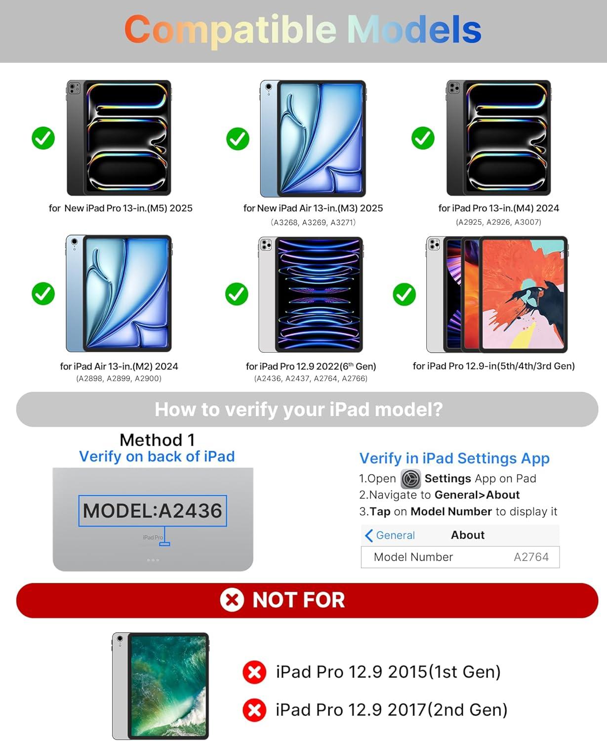 image:imagetypecase Touch Case with Keyboard for iPad Pro 13inchM5M4 20252024 iPad Air 13inchM3M2 20252024 amp iPad Pro 129inch Trackpad 360 Rotatable 11Colors Backlit Space BlackPale Blue