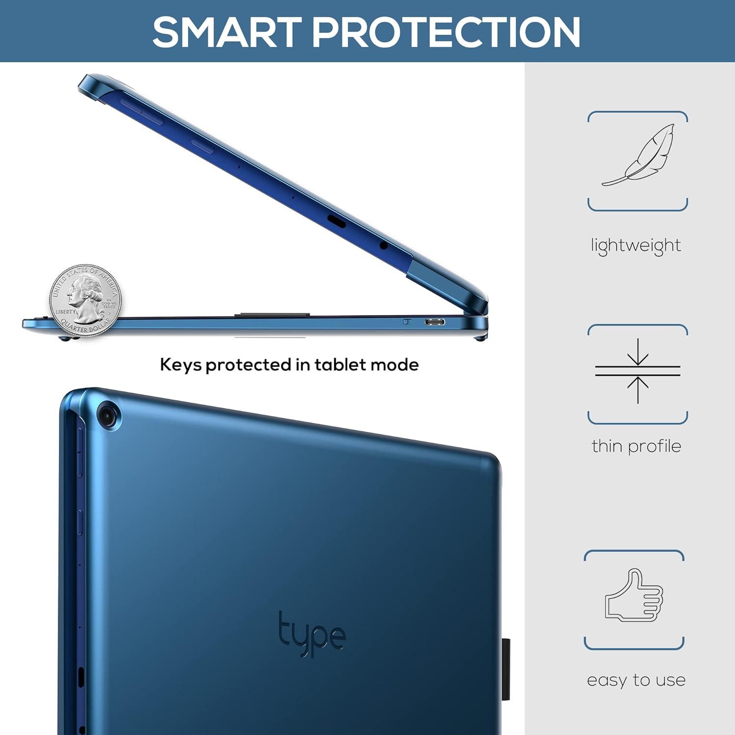 image:imagetypecase Touch Keyboard Case for HD 10 amp HD 10 Plus Tablet 2021 11th Generation  Touchpad  360 Rotatable  Wireless  10 Colors Backlight  Compatible with Prestige Elite 10QS  Denim