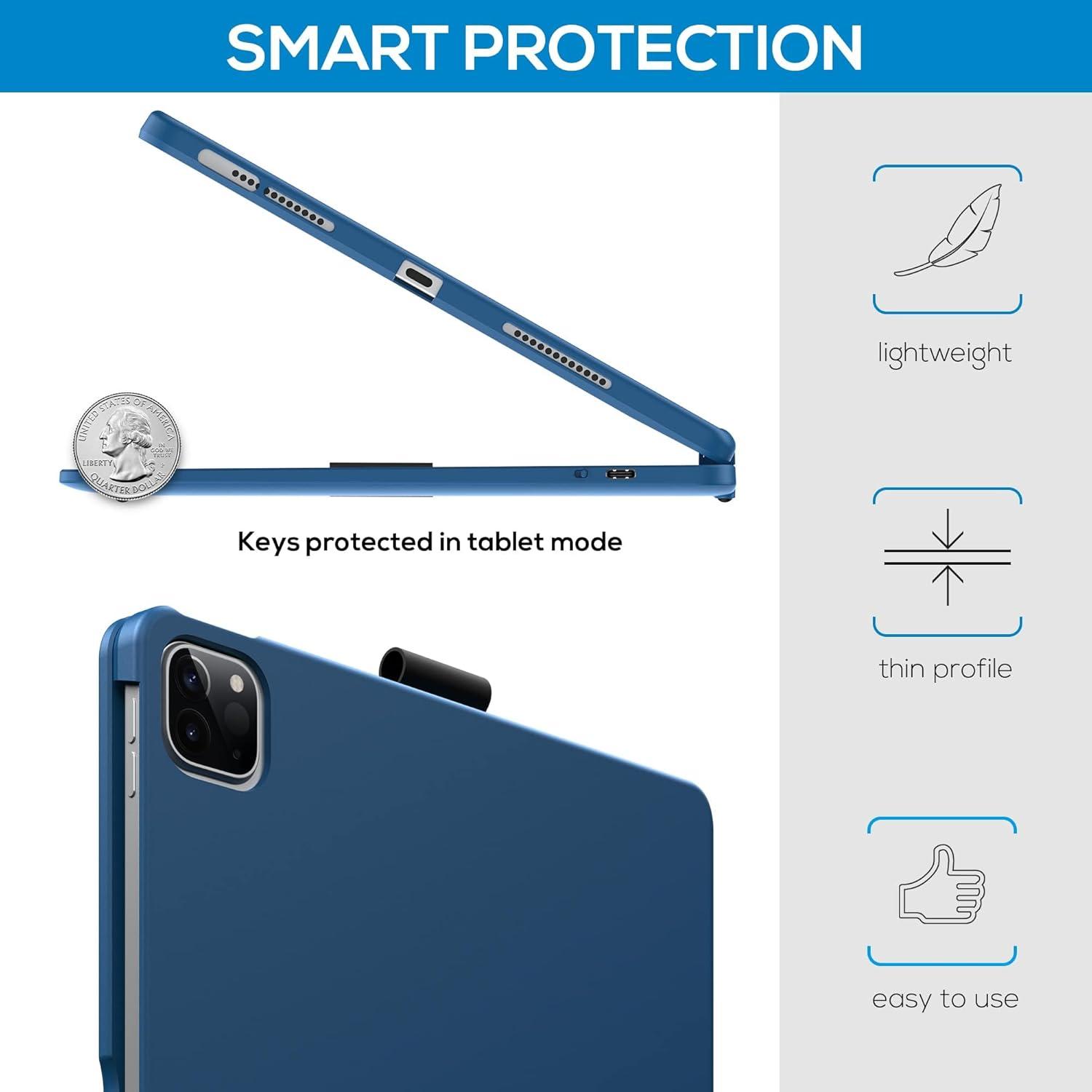 image:imagetypecase Touch Keyboard Case for iPad Air 11inchM3M2 20252024 amp iPad Pro 114th3rd2nd1st Gen MultiTouch Trackpad 11Color Backlight 360Rotatable for iPad Air 54th Gen BlackPacific Blue