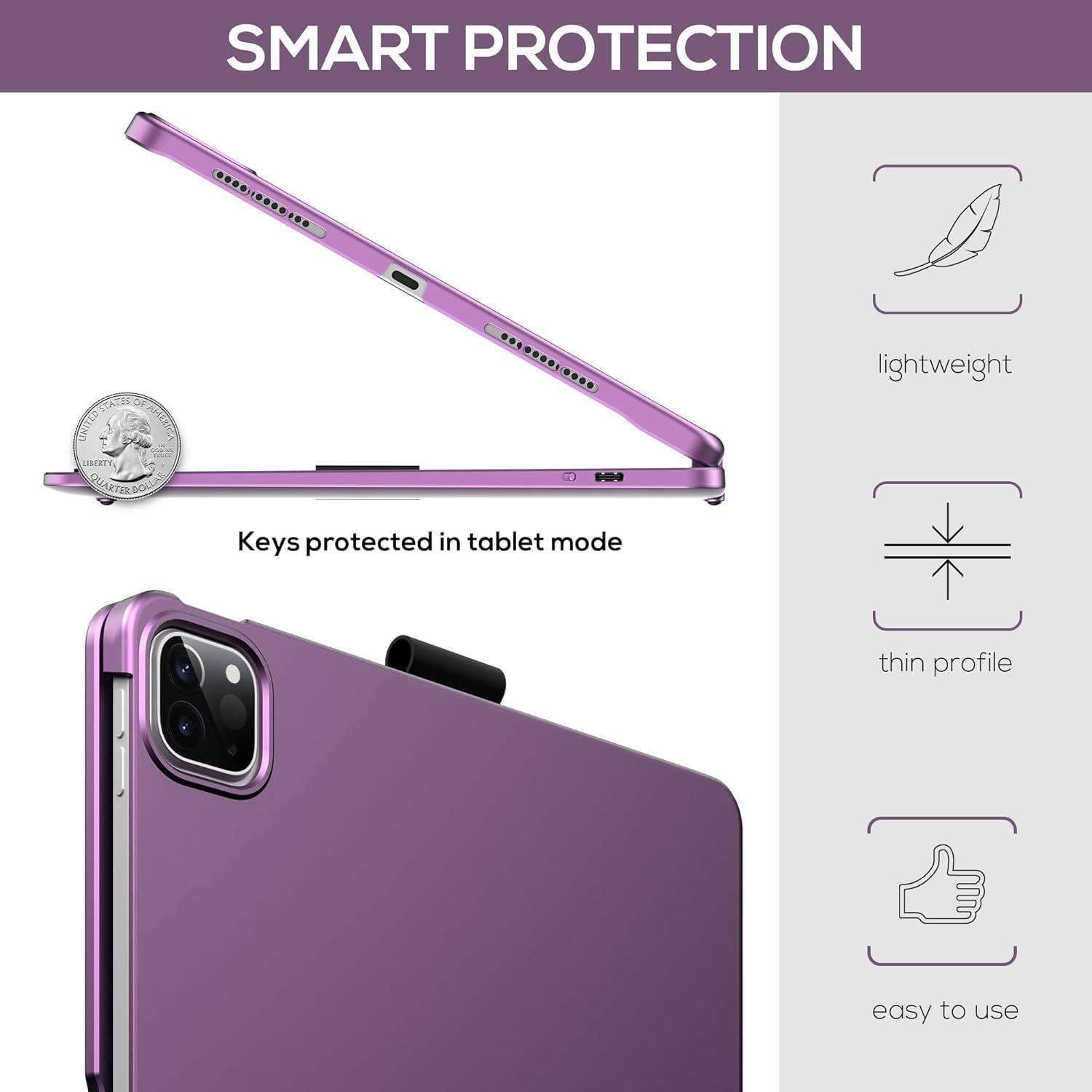 image:imagetypecase Touch Keyboard Case for iPad Air 11inchM3M2 20252024 amp iPad Pro 114th3rd2nd1st Gen MultiTouch Trackpad 11Color Backlight 360Rotatable for iPad Air 54th Gen BlackViolet