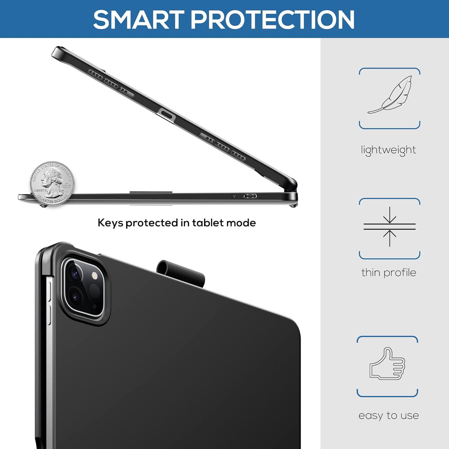 image:imagetypecase Touch Keyboard Case for iPad Air 11inchM3M2 20252024 amp iPad Pro 114th3rd2nd1st Gen MultiTouch Trackpad 11Color Backlight 360Rotatable for iPad Air 54th Gen BlackGray