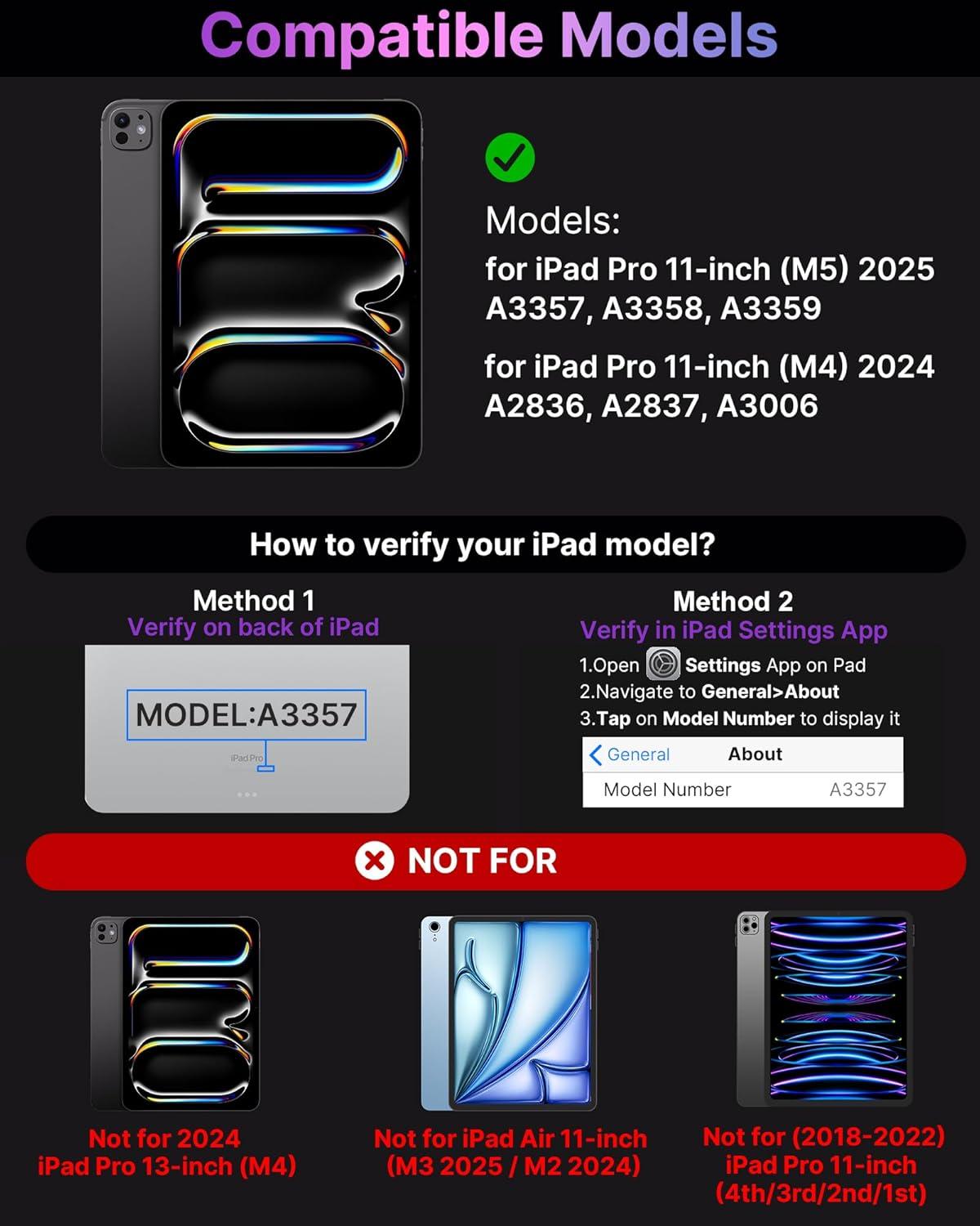 image:imagetypecase Touch Keyboard Case for iPad Air 11inchM3M2 20252024 amp iPad Pro 114th3rd2nd1st Gen MultiTouch Trackpad 11Color Backlight 360Rotatable for iPad Air 54th Gen BlackViolet