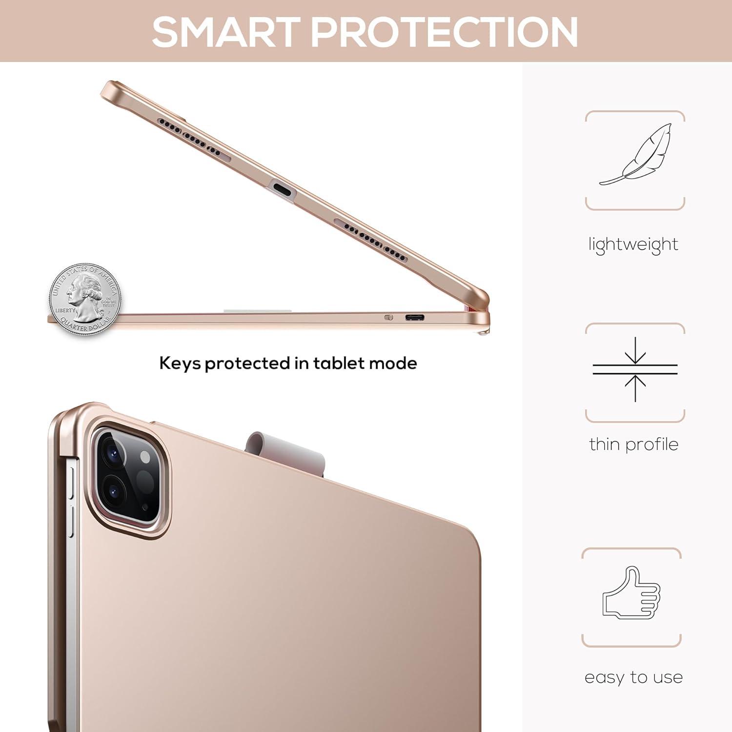 image:imagetypecase Touch Keyboard Case for iPad Air 11inchM3M2 20252024 amp iPad Pro 114th3rd2nd1st Gen MultiTouch Trackpad 11Color Backlight 360Rotatable for iPad Air 54th Gen Rose Gold
