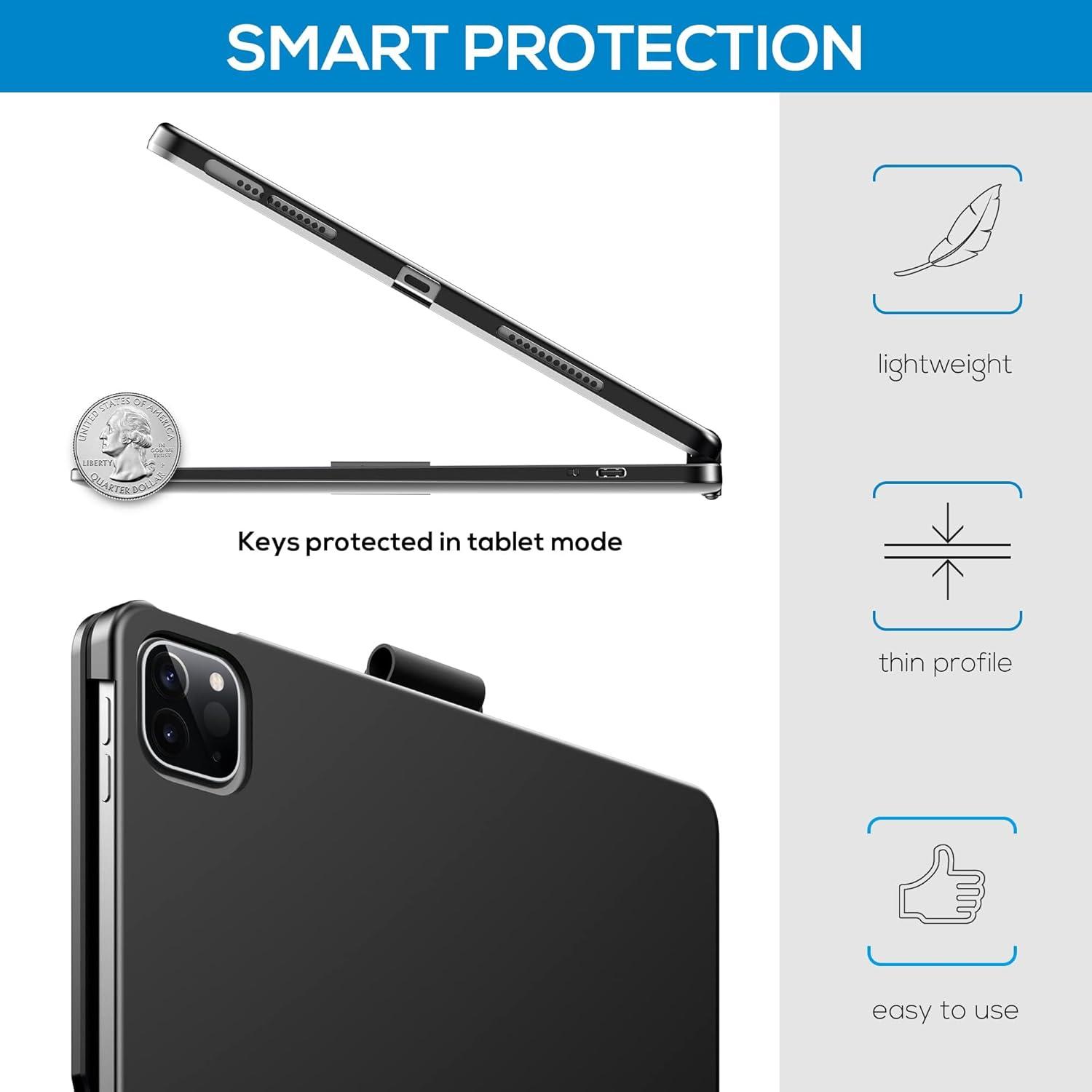 image:imagetypecase Touch Keyboard Case for iPad Air 11inchM3M2 20252024 amp iPad Pro 114th3rd2nd1st Gen MultiTouch Trackpad 11Color Backlight 360Rotatable for iPad Air 54th Gen BlackBlack