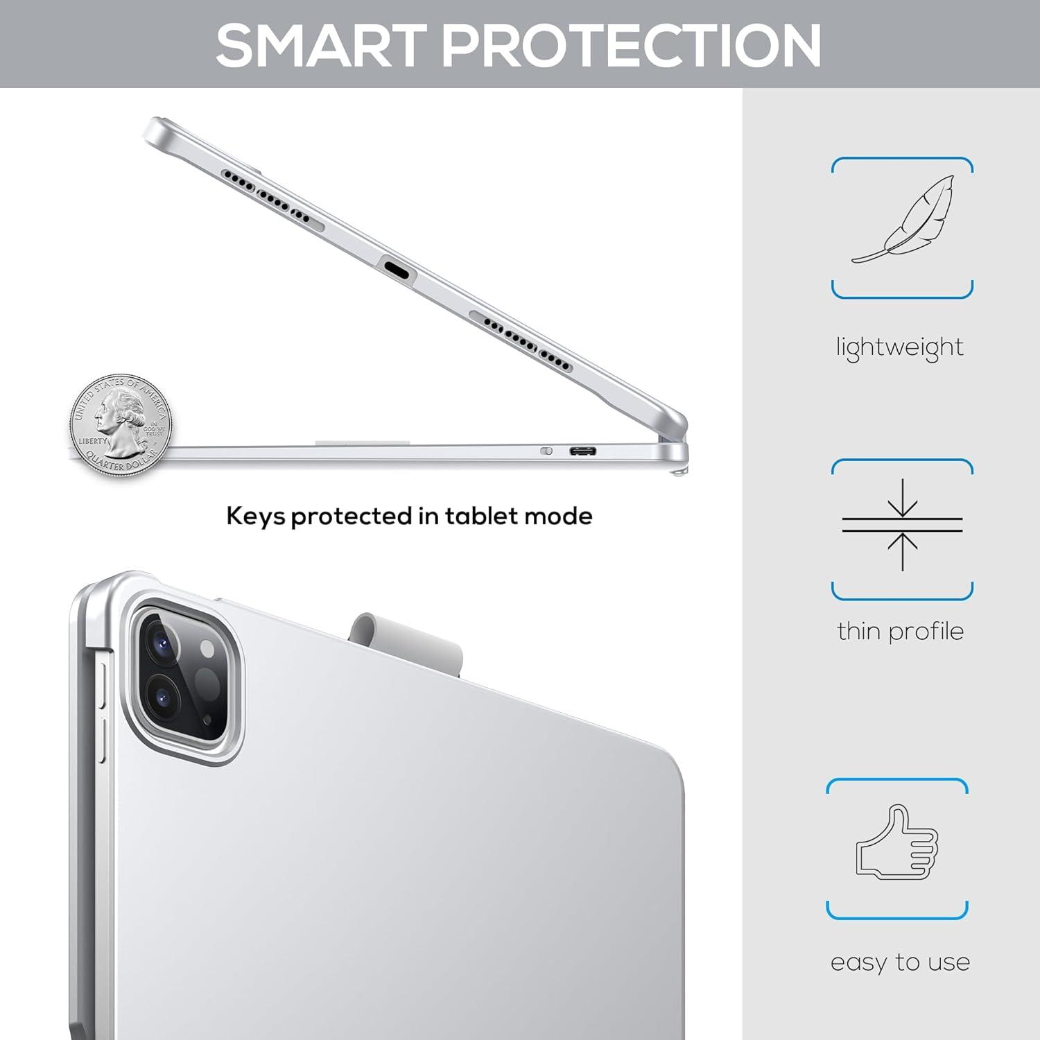 image:imagetypecase Touch Keyboard Case for iPad Air 11inchM3M2 20252024 amp iPad Pro 114th3rd2nd1st Gen MultiTouch Trackpad 11Color Backlight 360Rotatable for iPad Air 54th Gen BlackSilver
