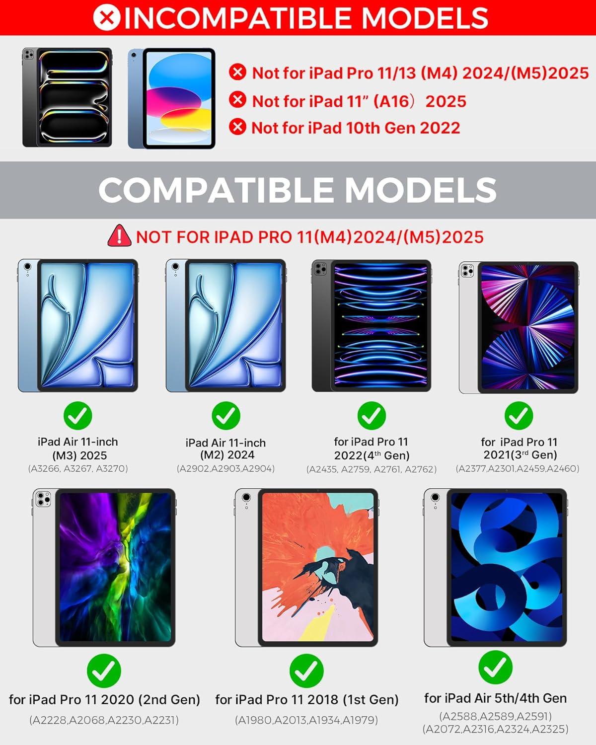 image:imagetypecase Touch Keyboard Case for iPad Air 11inchM3M2 20252024 amp iPad Pro 114th3rd2nd1st Gen MultiTouch Trackpad 11Color Backlight 360Rotatable for iPad Air 54th Gen BlackSilver
