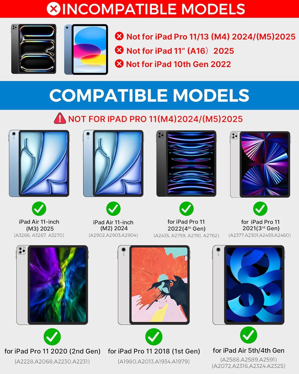 image:imagetypecase Touch Keyboard Case for iPad Air 11inchM3M2 20252024 amp iPad Pro 114th3rd2nd1st Gen MultiTouch Trackpad 11Color Backlight 360Rotatable for iPad Air 54th Gen BlackPacific Blue