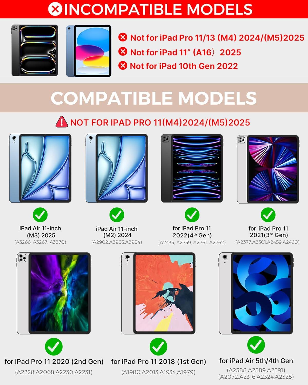 image:imagetypecase Touch Keyboard Case for iPad Air 11inchM3M2 20252024 amp iPad Pro 114th3rd2nd1st Gen MultiTouch Trackpad 11Color Backlight 360Rotatable for iPad Air 54th Gen BlackLight Pink