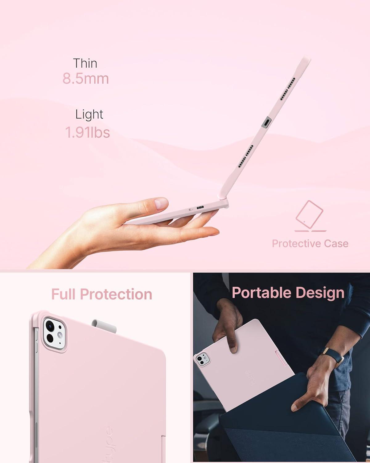 image:imagetypecase Touch Keyboard Case for iPad Air 11inchM3M2 20252024 amp iPad Pro 114th3rd2nd1st Gen MultiTouch Trackpad 11Color Backlight 360Rotatable for iPad Air 54th Gen BlackLight Pink