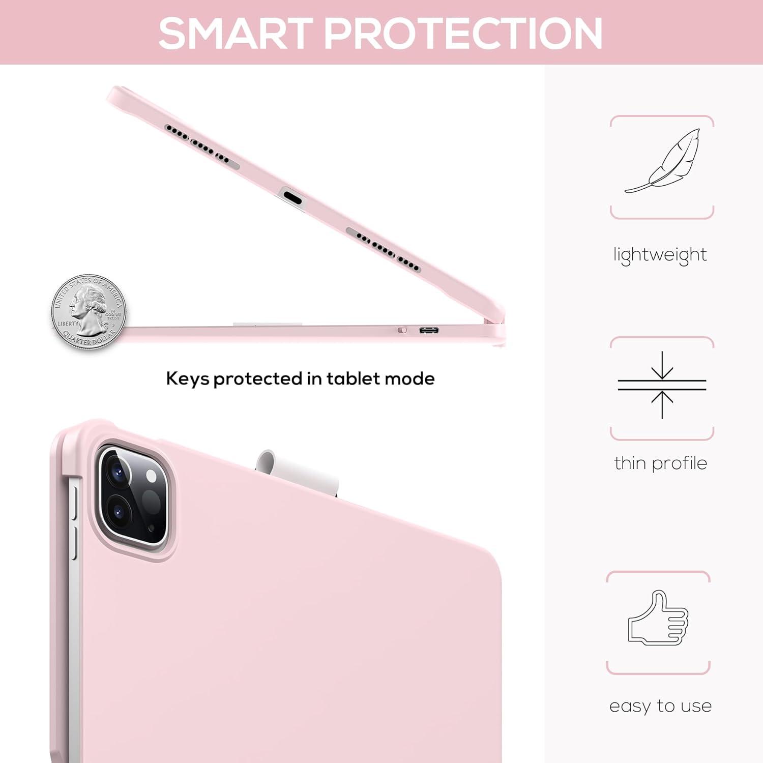 image:imagetypecase Touch Keyboard Case for iPad Air 11inchM3M2 20252024 amp iPad Pro 114th3rd2nd1st Gen MultiTouch Trackpad 11Color Backlight 360Rotatable for iPad Air 54th Gen BlackLight Pink