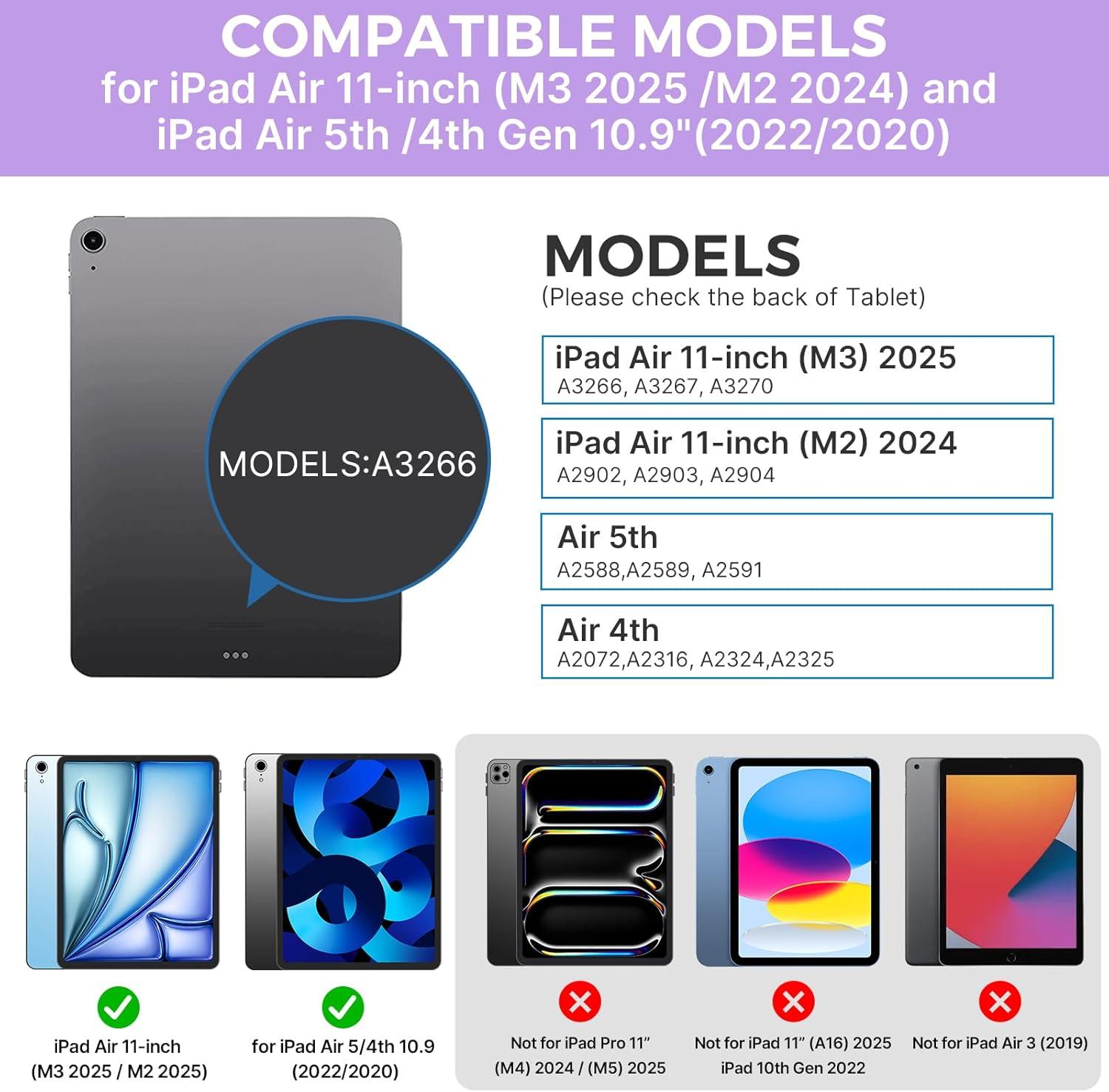 image:imagetypecase Touch Keyboard Case with Trackpad for iPad Air 11inch M3 2025  M2 2024 360Rotatable  11 Colors Backlight  Wireless Keyboard with Pencil Holder for iPad Air 5th amp 4th GenSpace GrayPurpleLilac