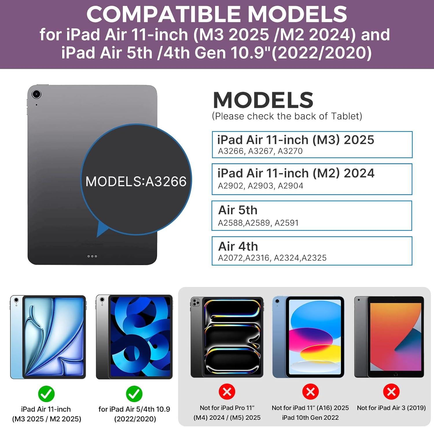 image:imagetypecase Touch Keyboard Case with Trackpad for iPad Air 11inch M3 2025  M2 2024 360Rotatable  11 Colors Backlight  Wireless Keyboard with Pencil Holder for iPad Air 5th amp 4th GenSpace GrayRaspberry