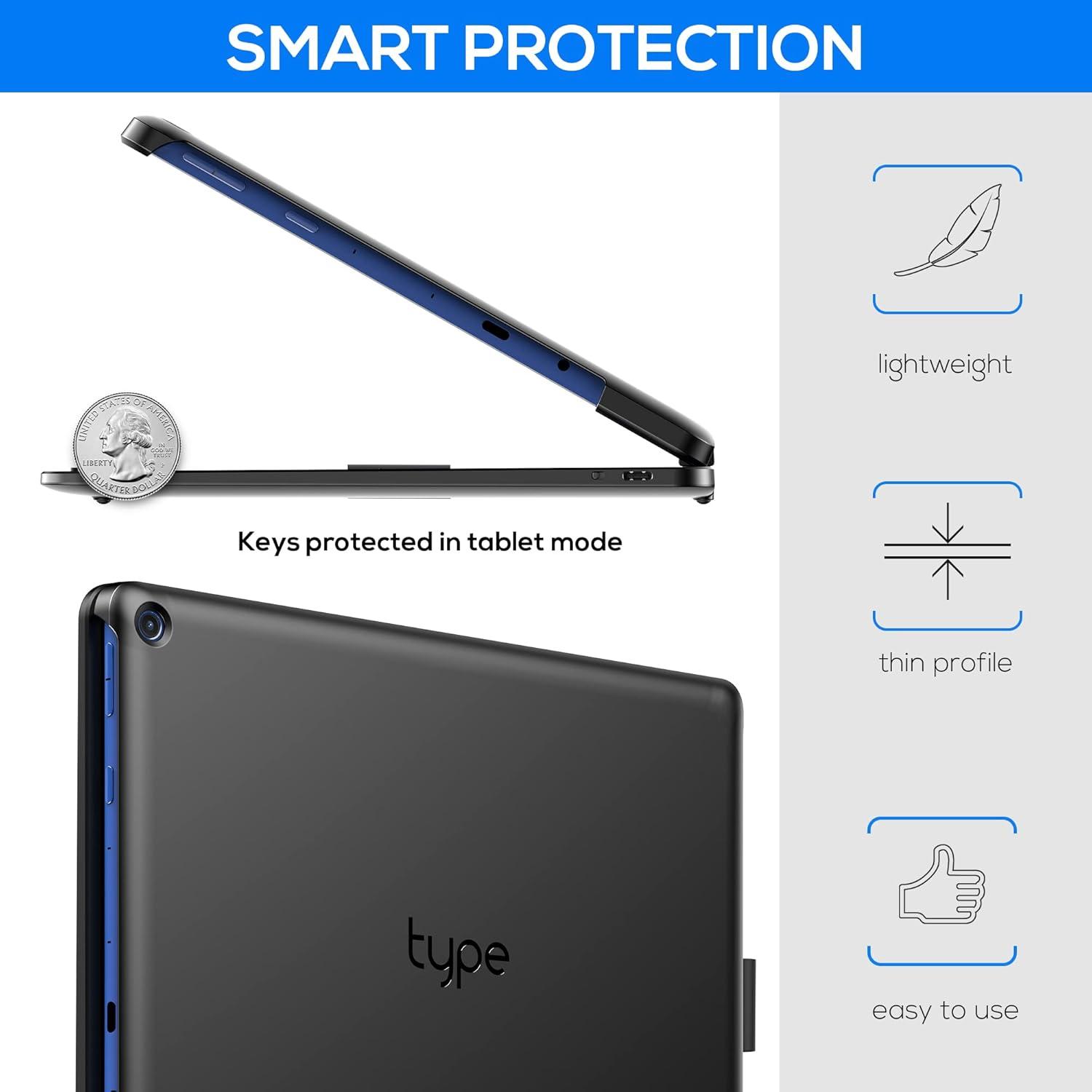 image:imagetypecase Touch Keyboard for Kindle Fire HD 10 amp HD 10 Plus 2021 11th Generation  Touchpad  360 Rotatable  Wireless  10 Colors Backlight  Compatible with Prestige Elite 10QS  Black