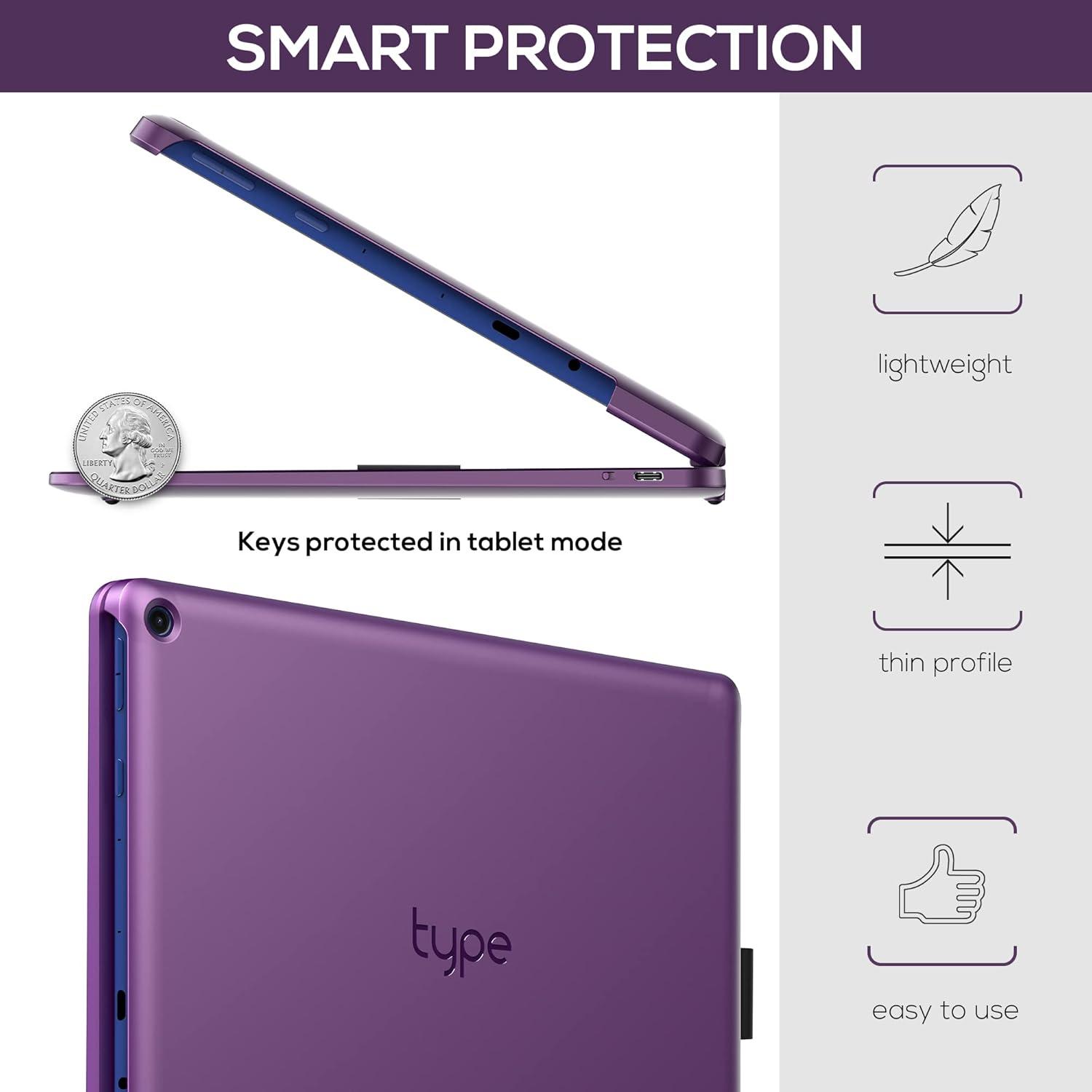 image:imagetypecase Touch Kindle Fire HD 10HD 10 Plus Keyboard 2021 11th Gen  MultiTouch Trackpad  360 Rotatable  Wireless  10 Colors Backlight  Thin  Compatible with Prestige Elite 10QS  Purple