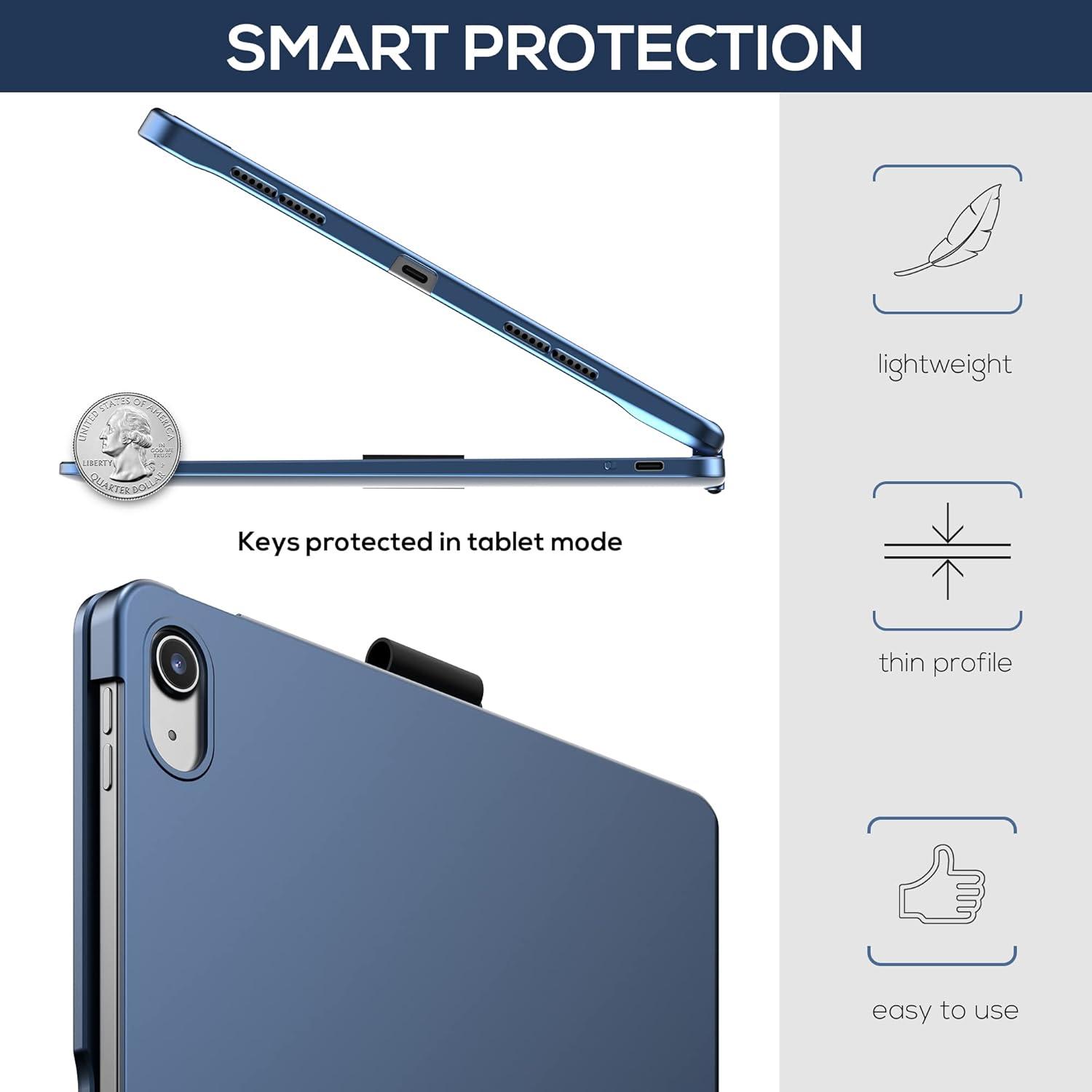 image:imagetypecase Touch iPad 11th 10th Generation Case with Keyboard 11 2025 A16 amp 109 2022  360 Rotatable 11Color Backlit MultiTouch Trackpad Pencil Holder Thin amp Light  BlackMidnight Blue