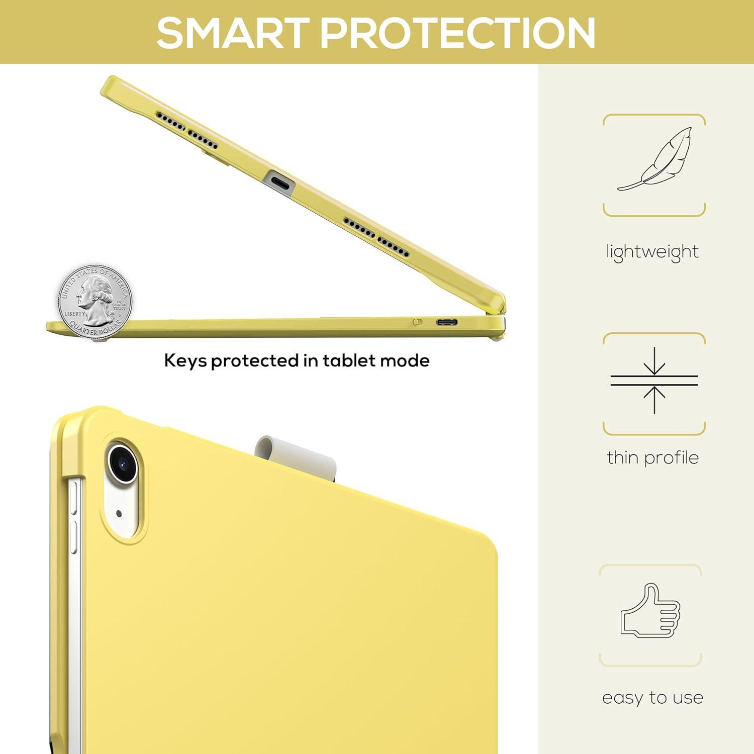 image:imagetypecase Touch iPad 11th 10th Generation Case with Keyboard 11 2025 A16 amp 109 2022  360 Rotatable 11Color Backlit MultiTouch Trackpad Pencil Holder Thin amp Light  BlackYellow