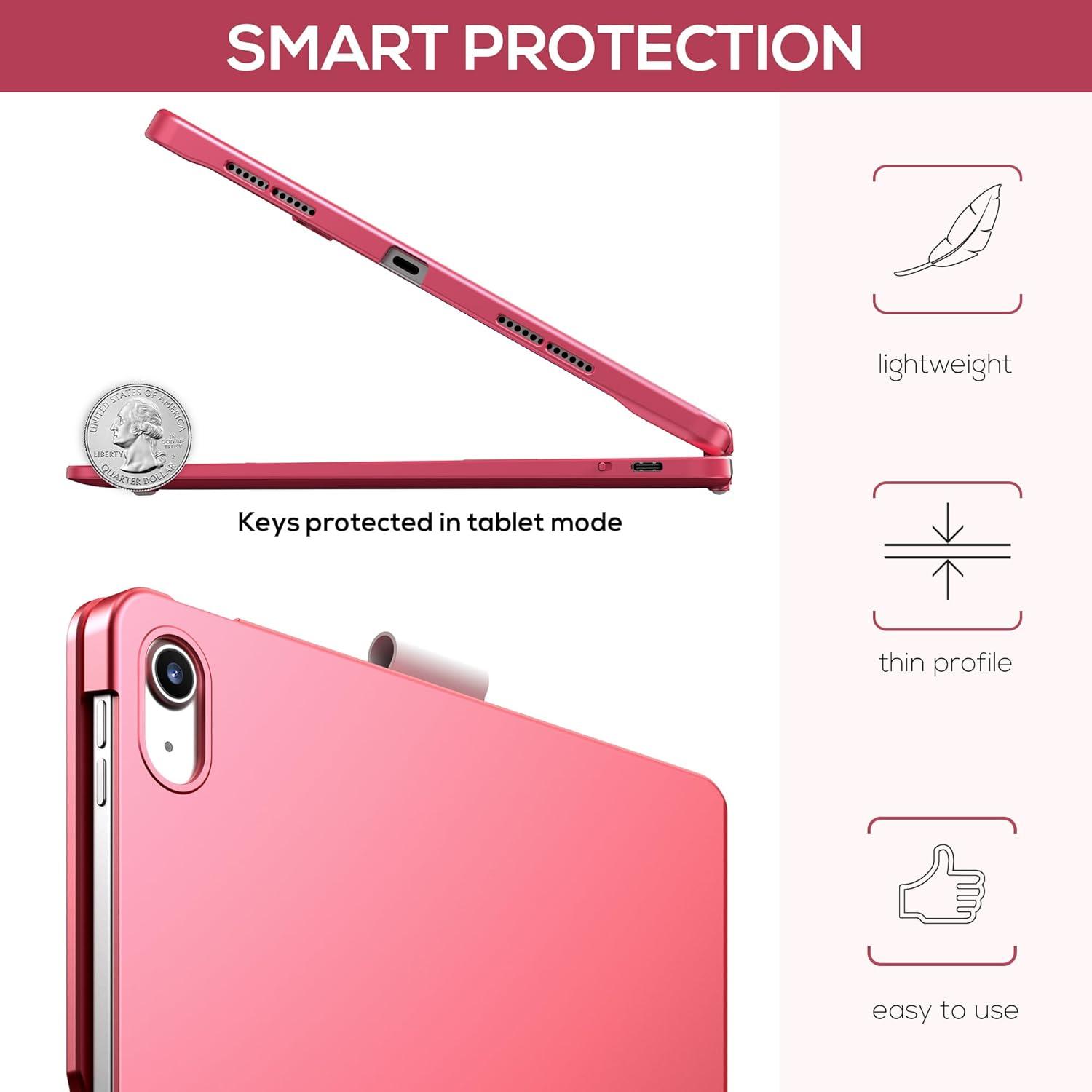 image:imagetypecase Touch iPad 11th 10th Generation Case with Keyboard 11 2025 A16 amp 109 2022  360 Rotatable 11Color Backlit MultiTouch Trackpad Pencil Holder Thin amp Light  BlackPink