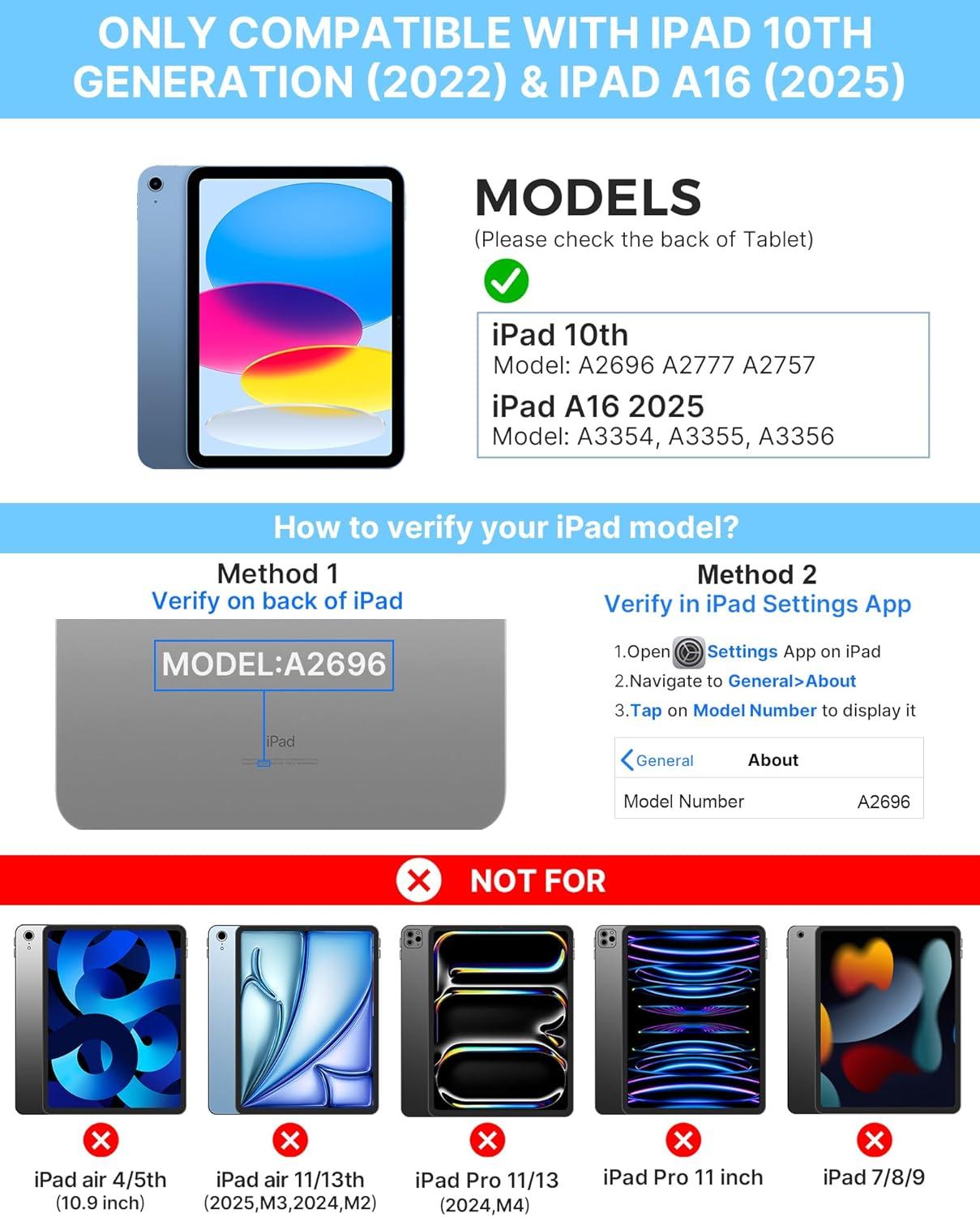 image:imagetypecase Touch iPad 11th 10th Generation Case with Keyboard 11 2025 A16 amp 109 2022  360 Rotatable 11Color Backlit MultiTouch Trackpad Pencil Holder Thin amp Light  BlackSilver