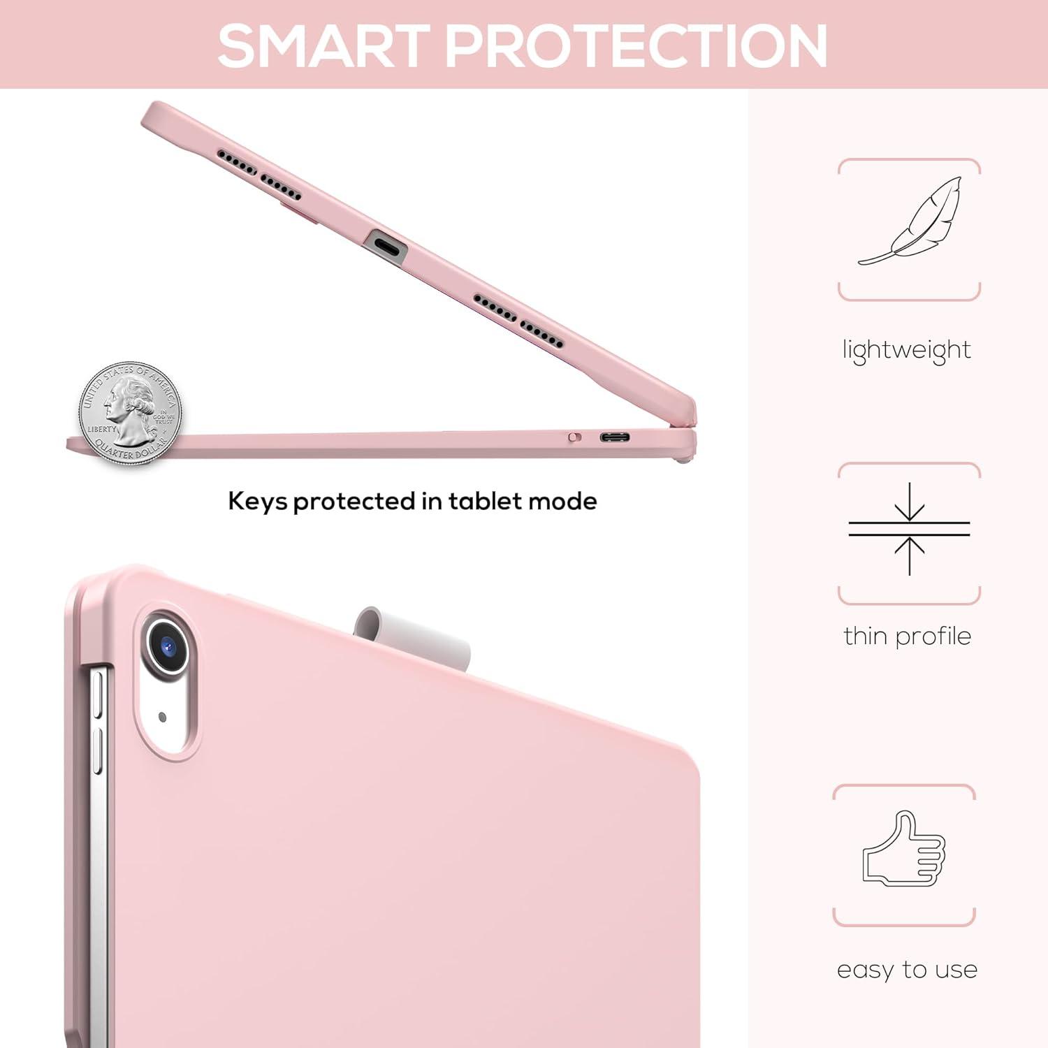 image:imagetypecase Touch iPad 11th 10th Generation Case with Keyboard 11 2025 A16 amp 109 2022  360 Rotatable 11Color Backlit MultiTouch Trackpad Pencil Holder Thin amp Light  BlackLight Pink