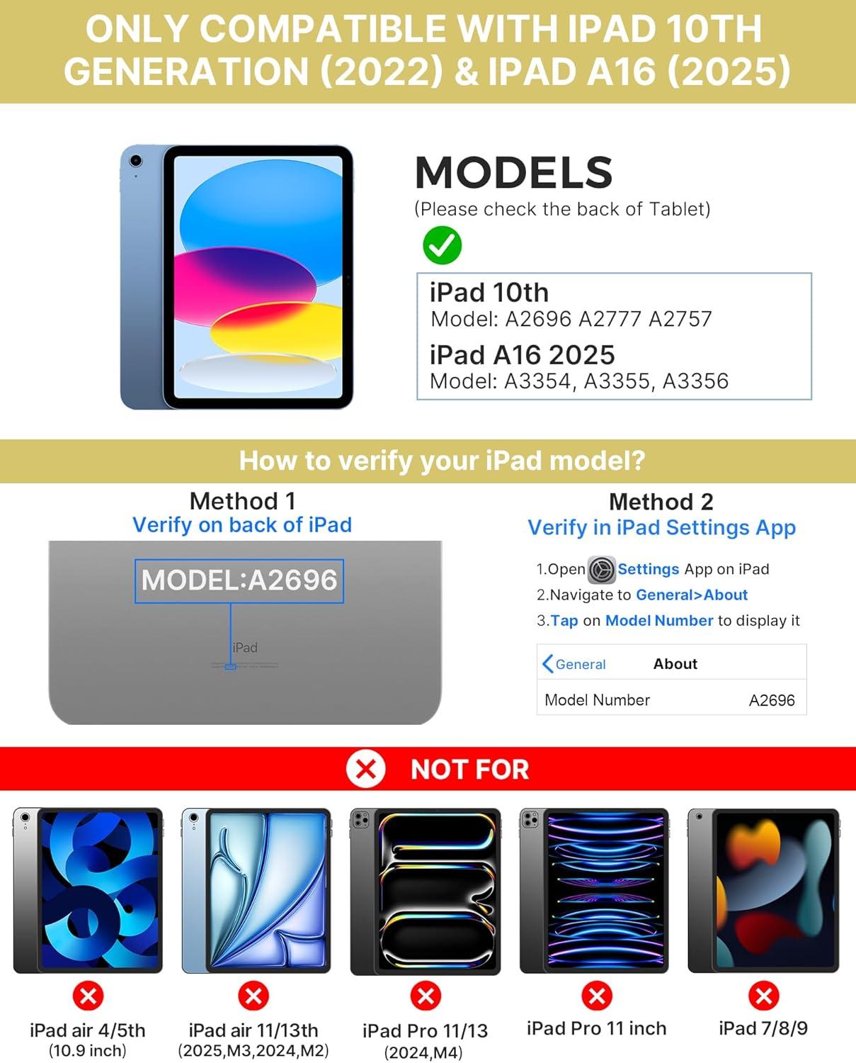 image:imagetypecase Touch iPad 11th 10th Generation Case with Keyboard 11 2025 A16 amp 109 2022  360 Rotatable 11Color Backlit MultiTouch Trackpad Pencil Holder Thin amp Light  BlackYellow