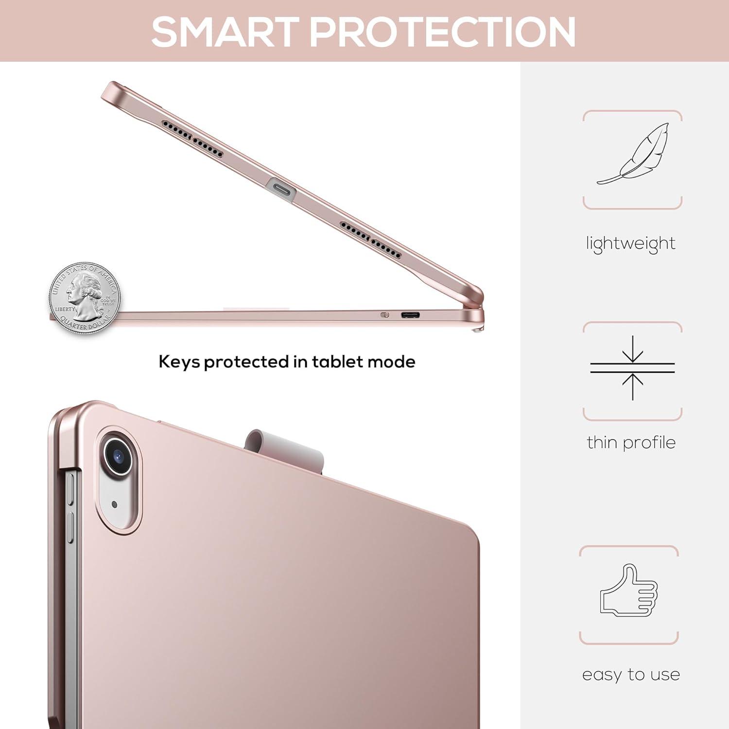 image:imagetypecase Touch iPad 11th 10th Generation Case with Keyboard 11 2025 A16 amp 109 2022  360 Rotatable 11Color Backlit MultiTouch Trackpad Pencil Holder Thin amp Light  BlackRose Gold