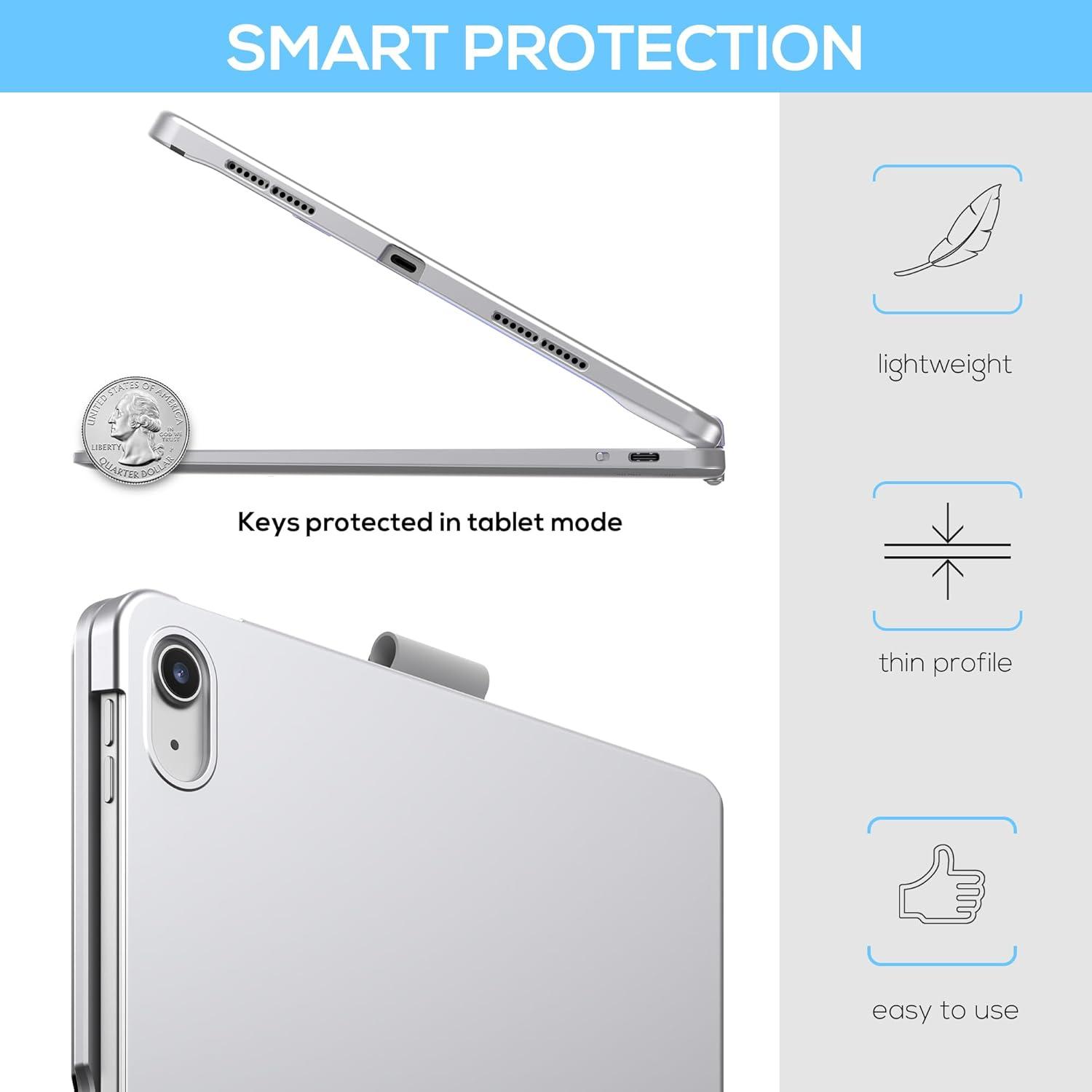 image:imagetypecase Touch iPad 11th 10th Generation Case with Keyboard 11 2025 A16 amp 109 2022  360 Rotatable 11Color Backlit MultiTouch Trackpad Pencil Holder Thin amp Light  BlackSilver