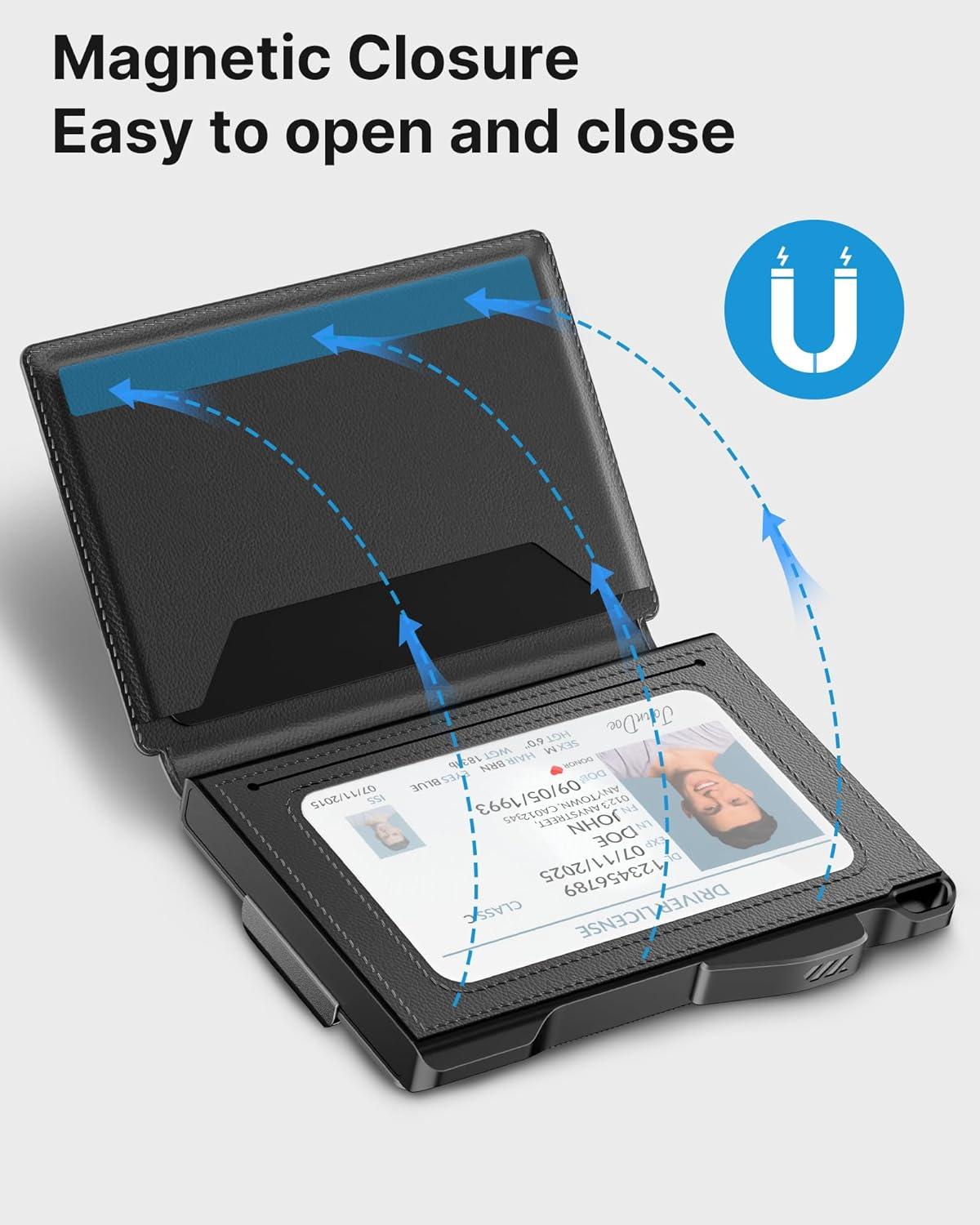 image:imagetypecase Wallet for Men Rfid Blocking Wallet 913 Card Capacity with Money Clip Slim Leather Front Pocket Smart Pop Up Card Case Bifold Minimalist Wallet with Gift Box  Atlanta BlackBlack