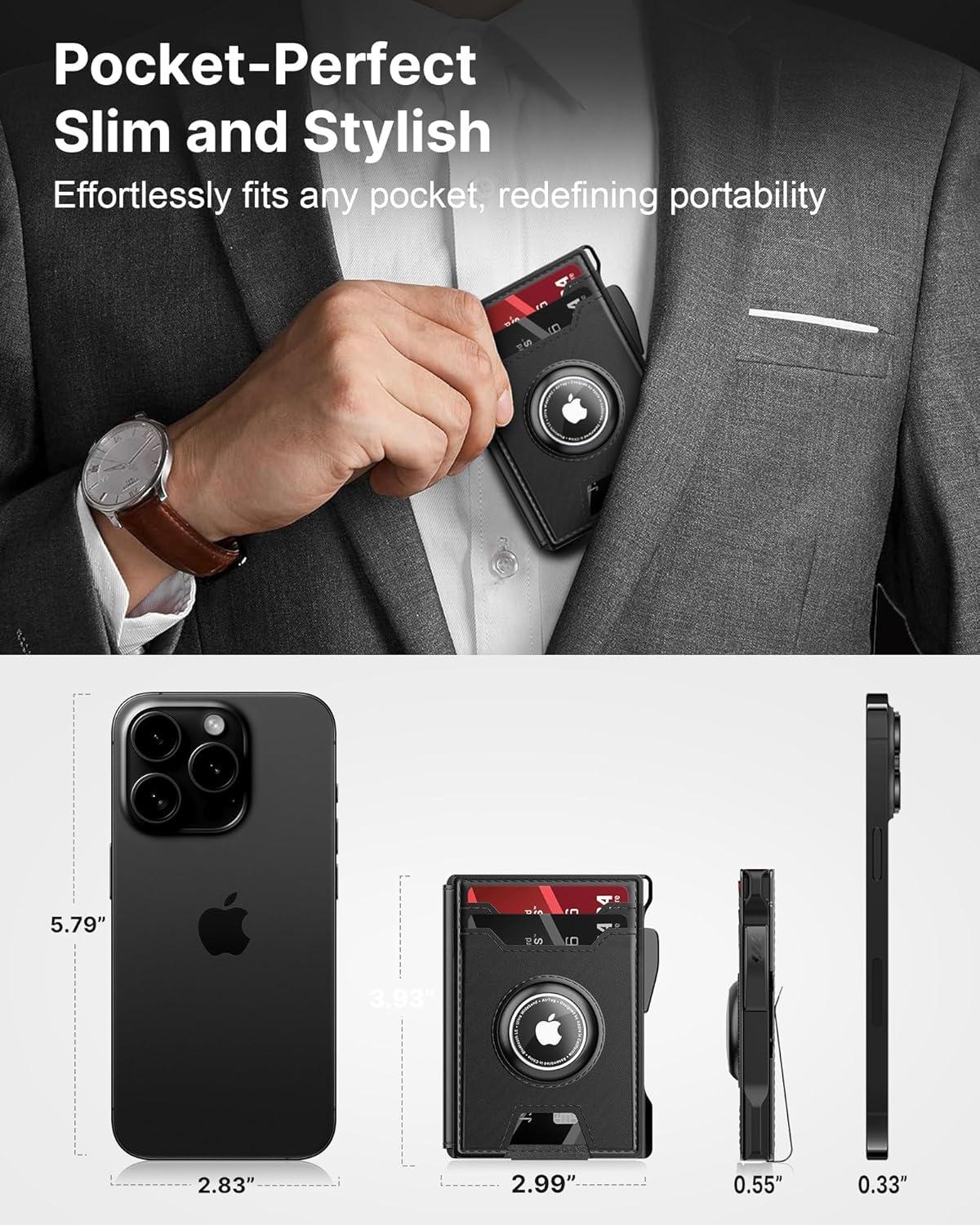 image:imagetypecase Wallet for Men Rfid Blocking Wallet 913 Card Capacity with Money Clip Slim Leather Front Pocket Smart Pop Up Card Case Bifold Minimalist Wallet with Gift Box  Atlanta BlackBlack