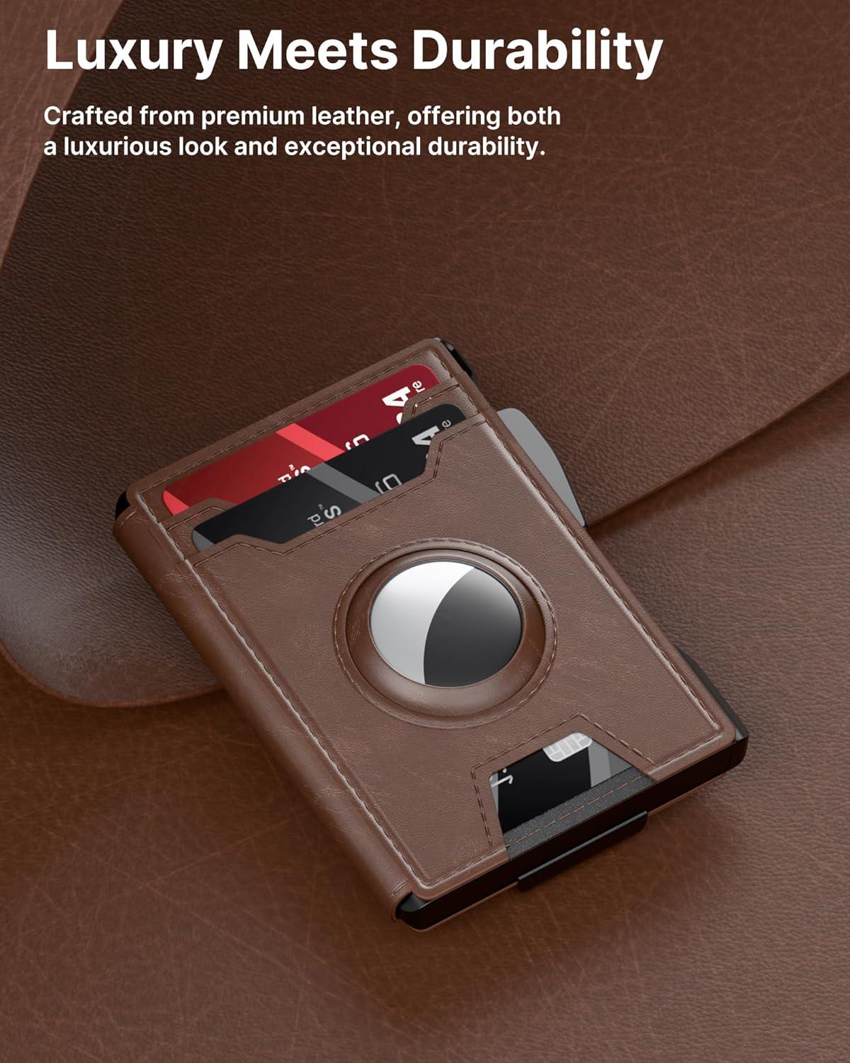 image:imagetypecase Wallet for Men Rfid Blocking Wallet 913 Card Capacity with Money Clip Slim Leather Front Pocket Smart Pop Up Card Case Bifold Minimalist Wallet with Gift Box  Atlanta BlackBrown