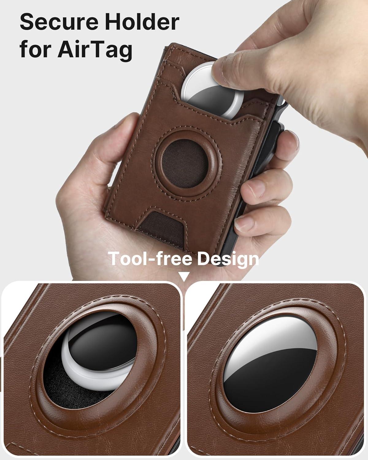 image:imagetypecase Wallet for Men Rfid Blocking Wallet 913 Card Capacity with Money Clip Slim Leather Front Pocket Smart Pop Up Card Case Bifold Minimalist Wallet with Gift Box  Atlanta BlackBrown