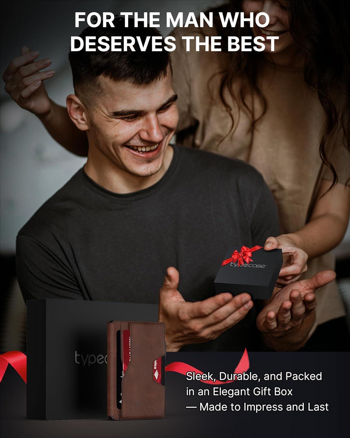 image:imagetypecase Wallet for Men Rfid Blocking Wallet 913 Card Capacity with Money Clip Slim Leather Front Pocket Smart Pop Up Card Case Bifold Minimalist Wallet with Gift Box  Atlanta BlackBrown