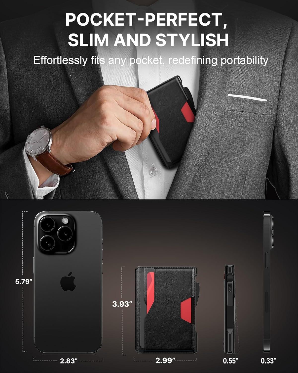 image:imagetypecase Wallet for Men Rfid Blocking Wallet 913 Card Capacity with Money Clip Slim Leather Front Pocket Smart Pop Up Card Case Bifold Minimalist Wallet with Gift Box  Atlanta BlackBlack