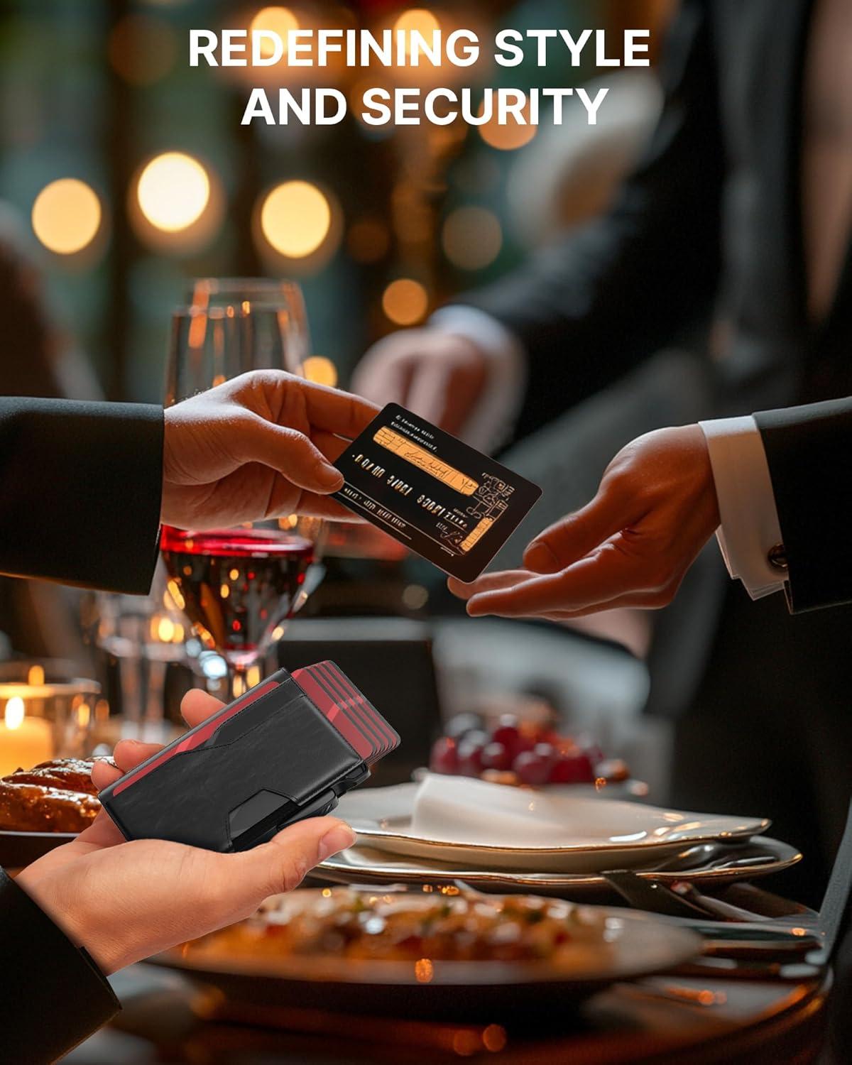 image:imagetypecase Wallet for Men Rfid Blocking Wallet 913 Card Capacity with Money Clip Slim Leather Front Pocket Smart Pop Up Card Case Bifold Minimalist Wallet with Gift Box  Atlanta BlackBlack