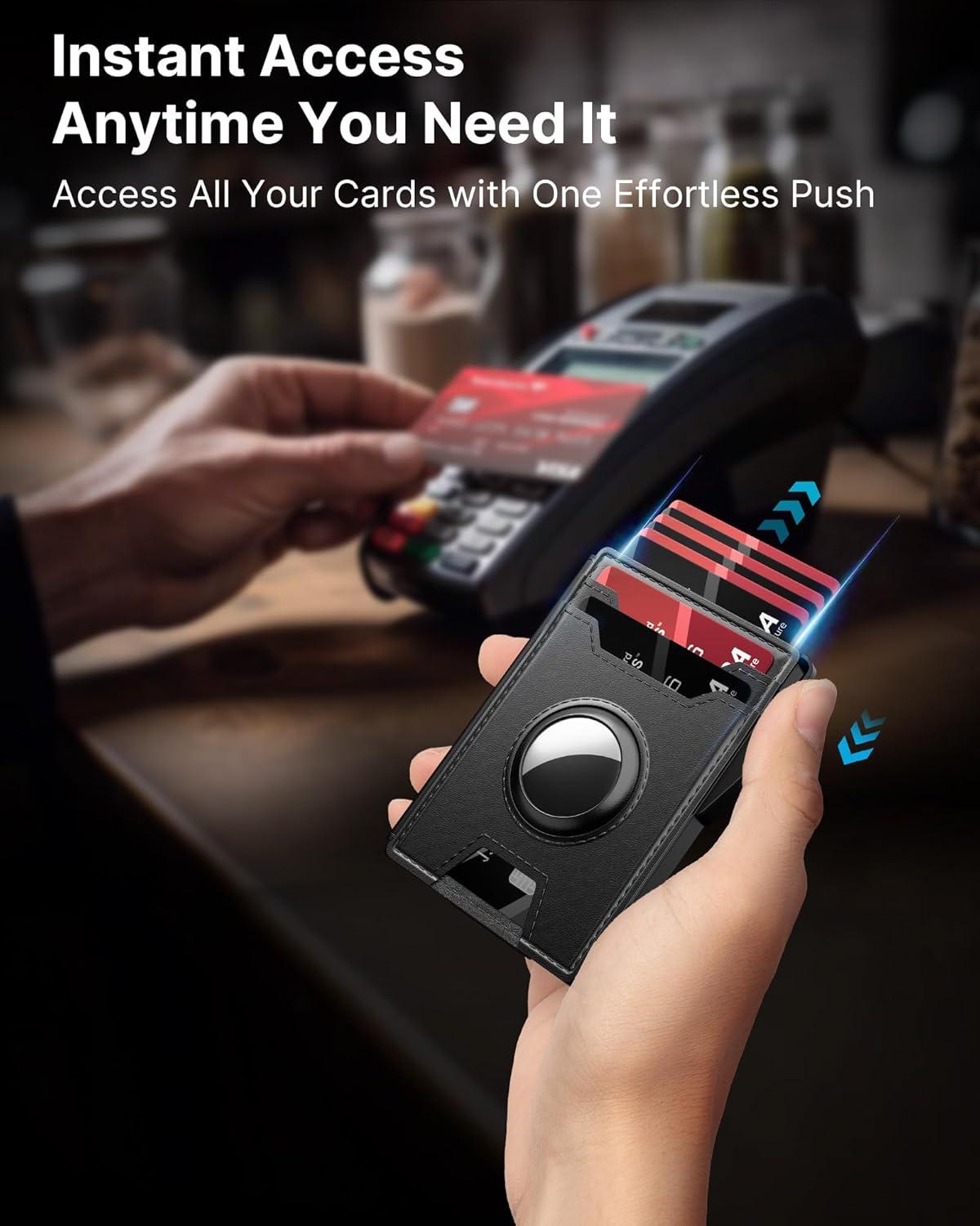 image:imagetypecase Wallet for Men Rfid Blocking Wallet 913 Card Capacity with Money Clip Slim Leather Front Pocket Smart Pop Up Card Case Bifold Minimalist Wallet with Gift Box  Atlanta BlackBlack