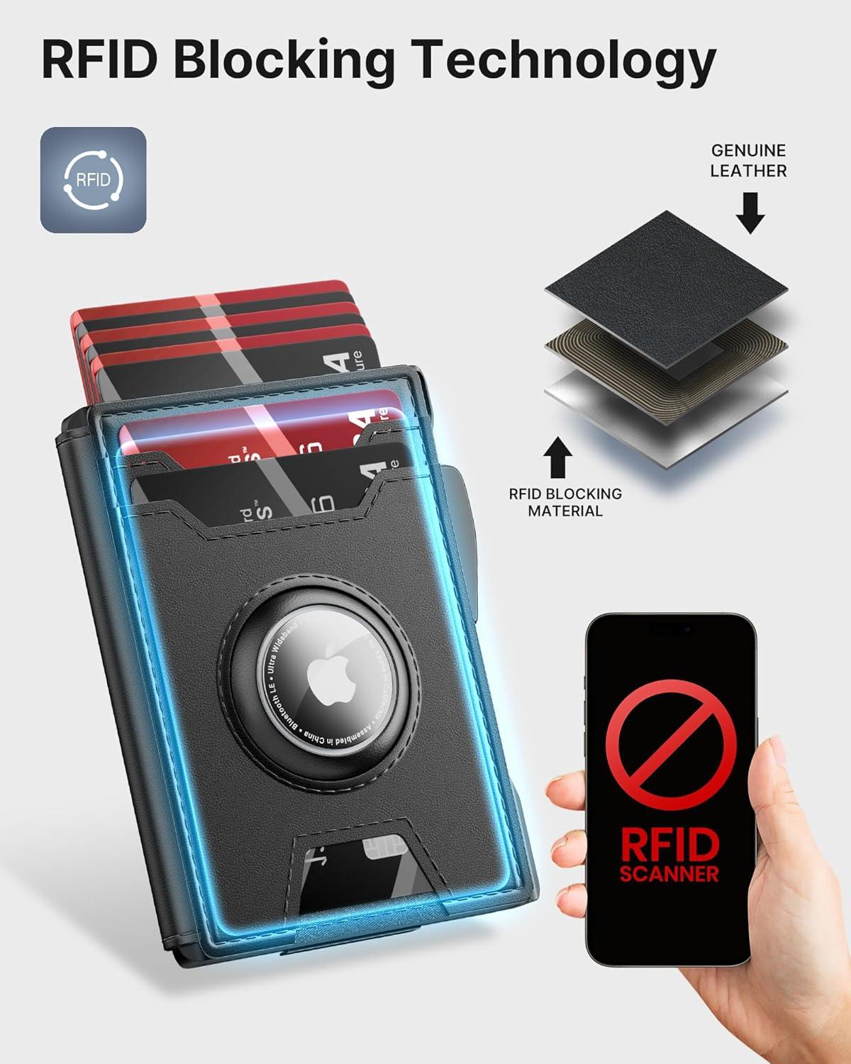 image:imagetypecase Wallet for Men Rfid Blocking Wallet 913 Card Capacity with Money Clip Slim Leather Front Pocket Smart Pop Up Card Case Bifold Minimalist Wallet with Gift Box  Atlanta BlackBlack