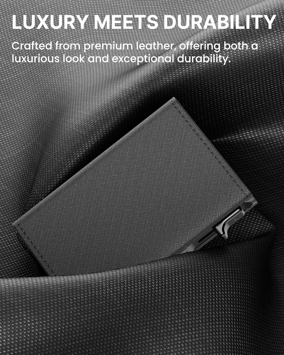 image:imagetypecase Womens Wallet Card Holder Pop Up Card Case Genuine Leather RFID Blocking Slim Minimalist Thin Small Size  914 Card Capacitiy ID Window Cash Pocket Sage GreenOnyx Noir