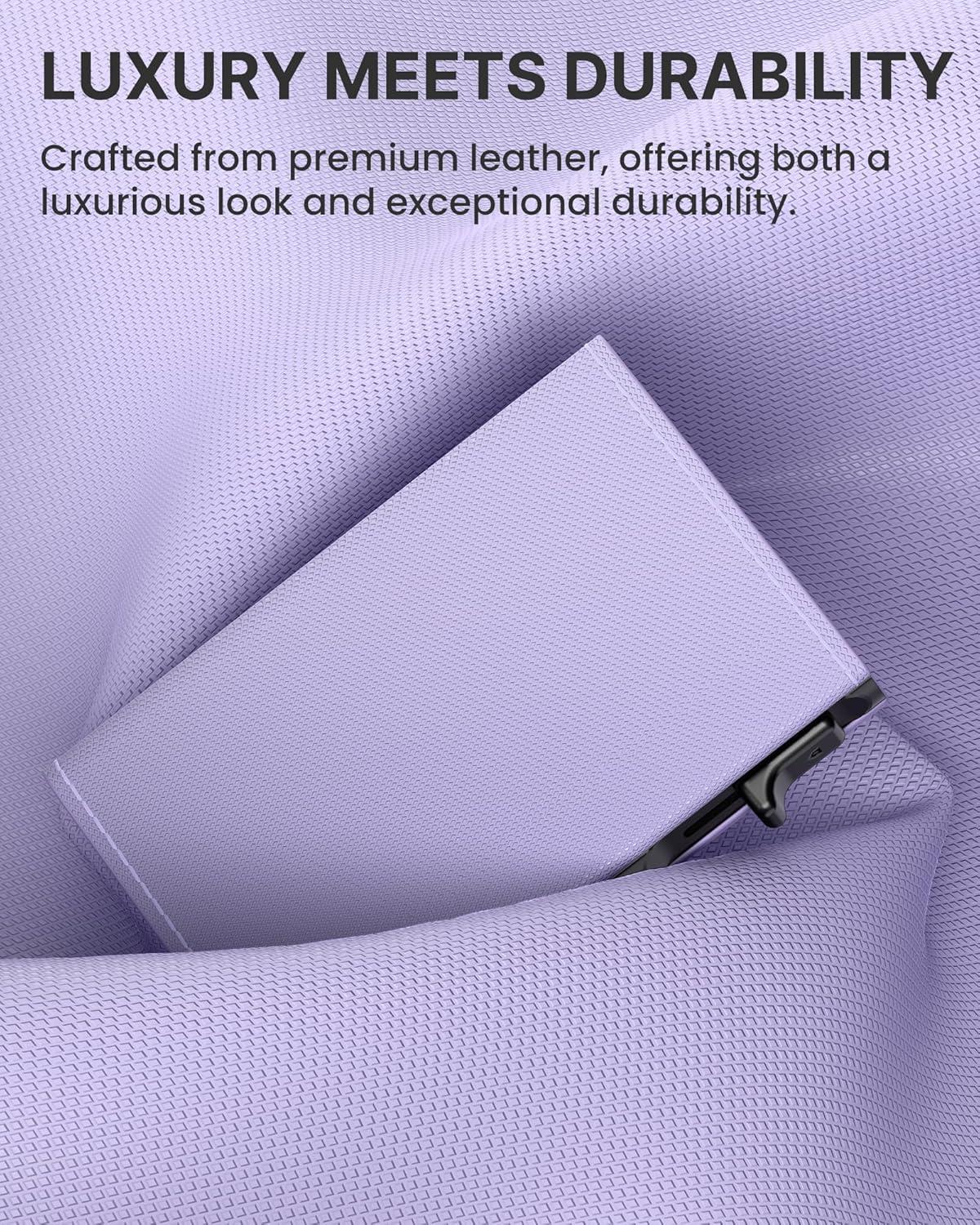 image:imagetypecase Womens Wallet Card Holder Pop Up Card Case Genuine Leather RFID Blocking Slim Minimalist Thin Small Size  914 Card Capacitiy ID Window Cash Pocket Sage GreenAurora Whisper